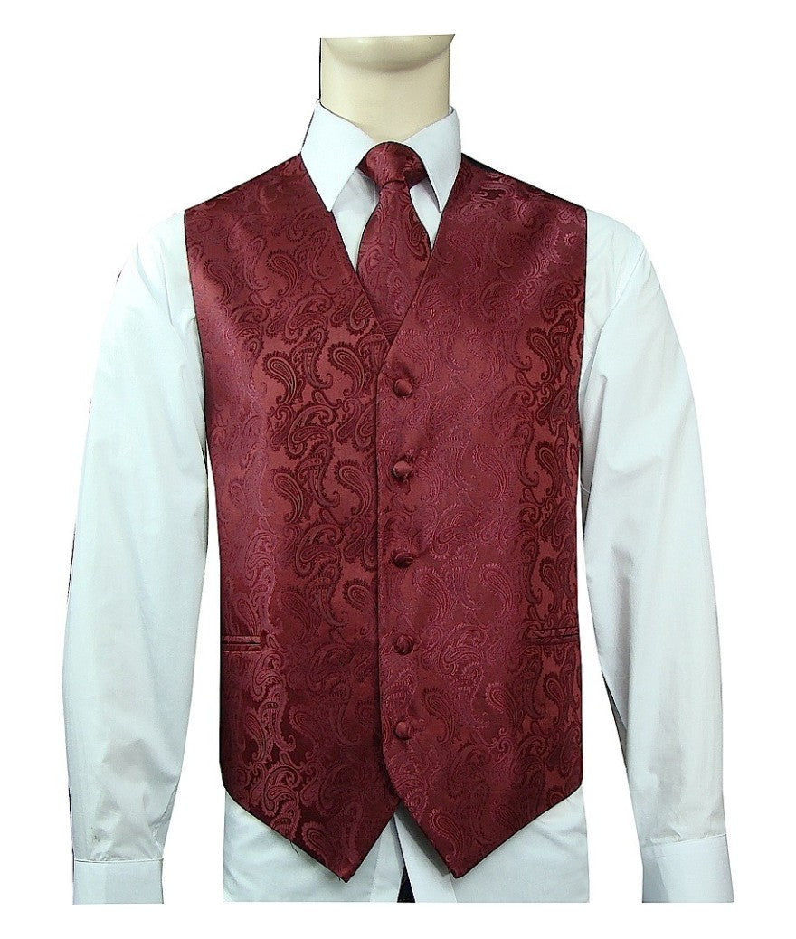 Men's 20-1 Microfiber Paisley Vest, Tie & Hanky