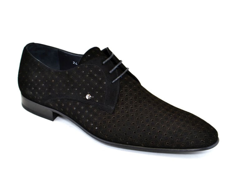 Corrente 2414 Suede Lace-Up Oxford - Black