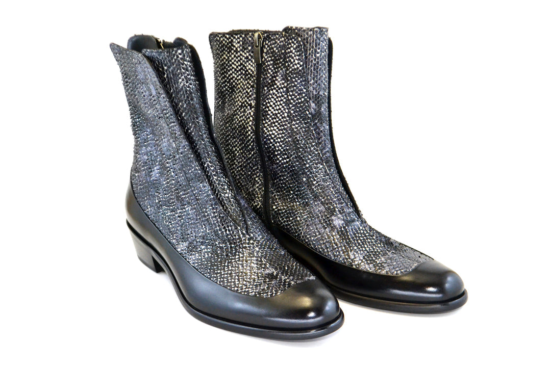 Corrente 3273HS Python Printed Calfskin Slip-On Boot - Black