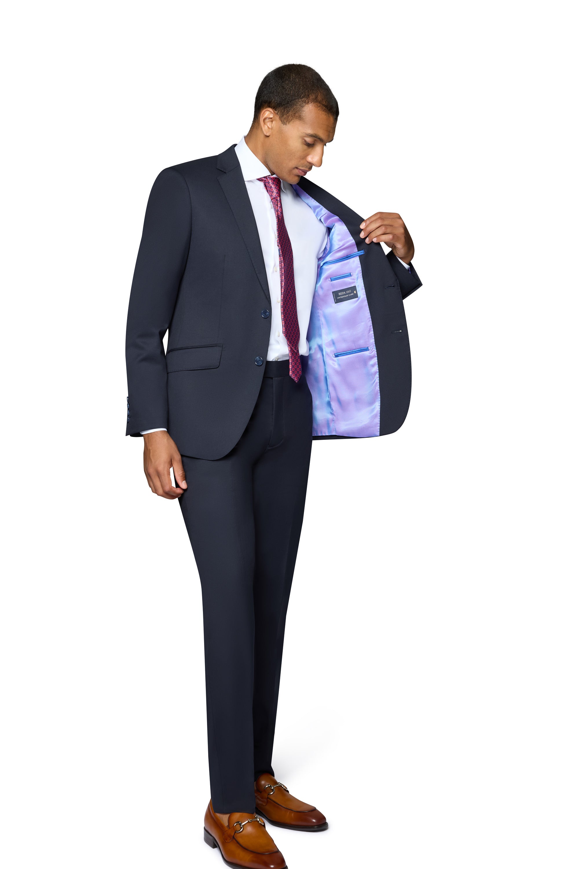 Bergamo Elegant - Reda | Slim 2-Piece Notch Solid Navy Suit