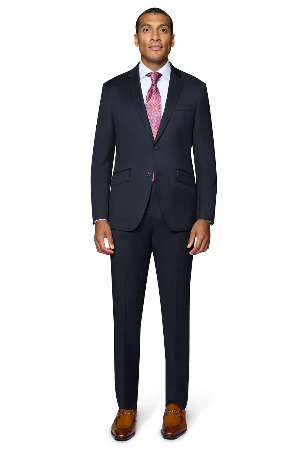 Bergamo Elegant - Reda | Slim 2-Piece Notch Solid Navy Suit