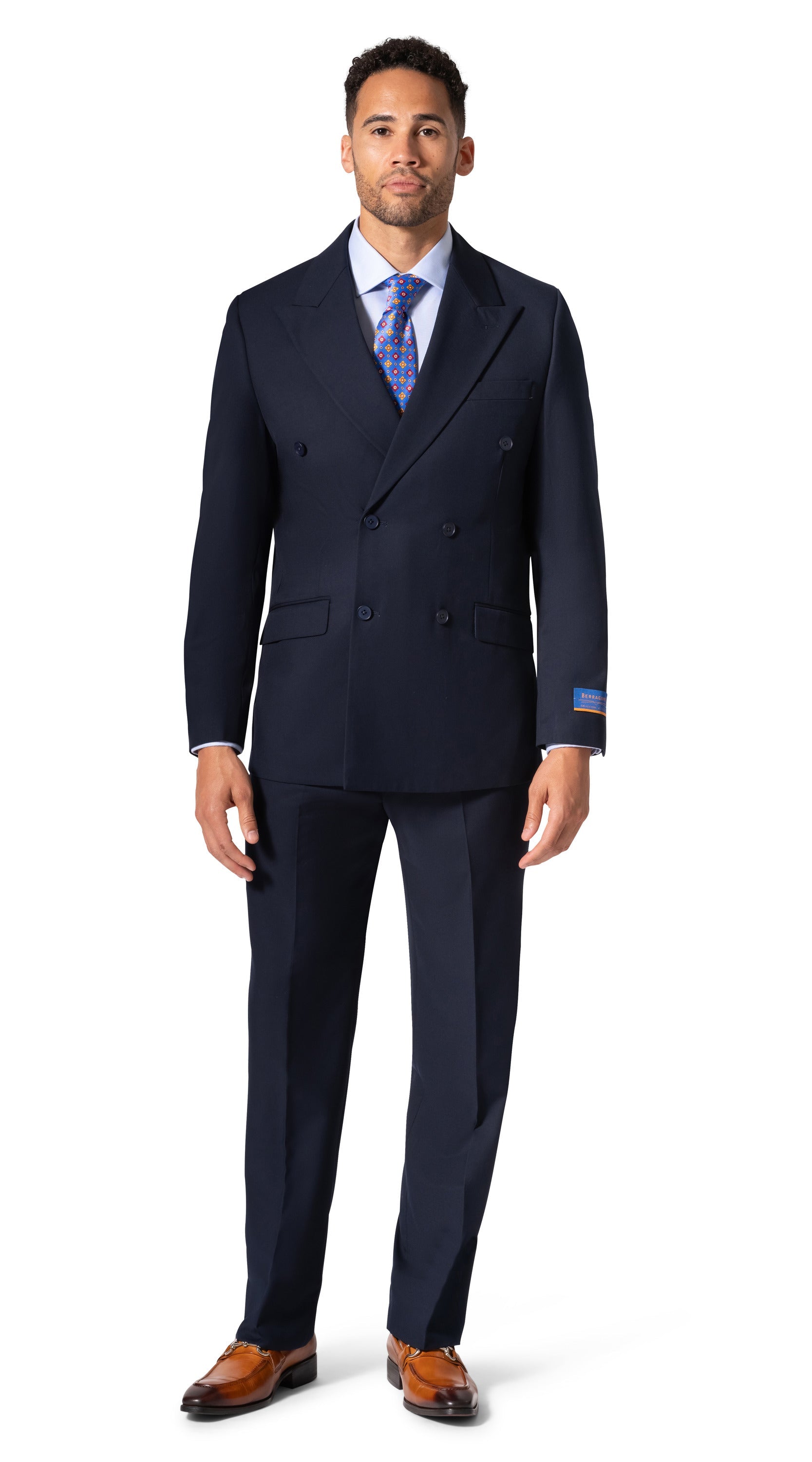 Bergamo Orange A6732 D/B Modern Fit Suit - Navy
