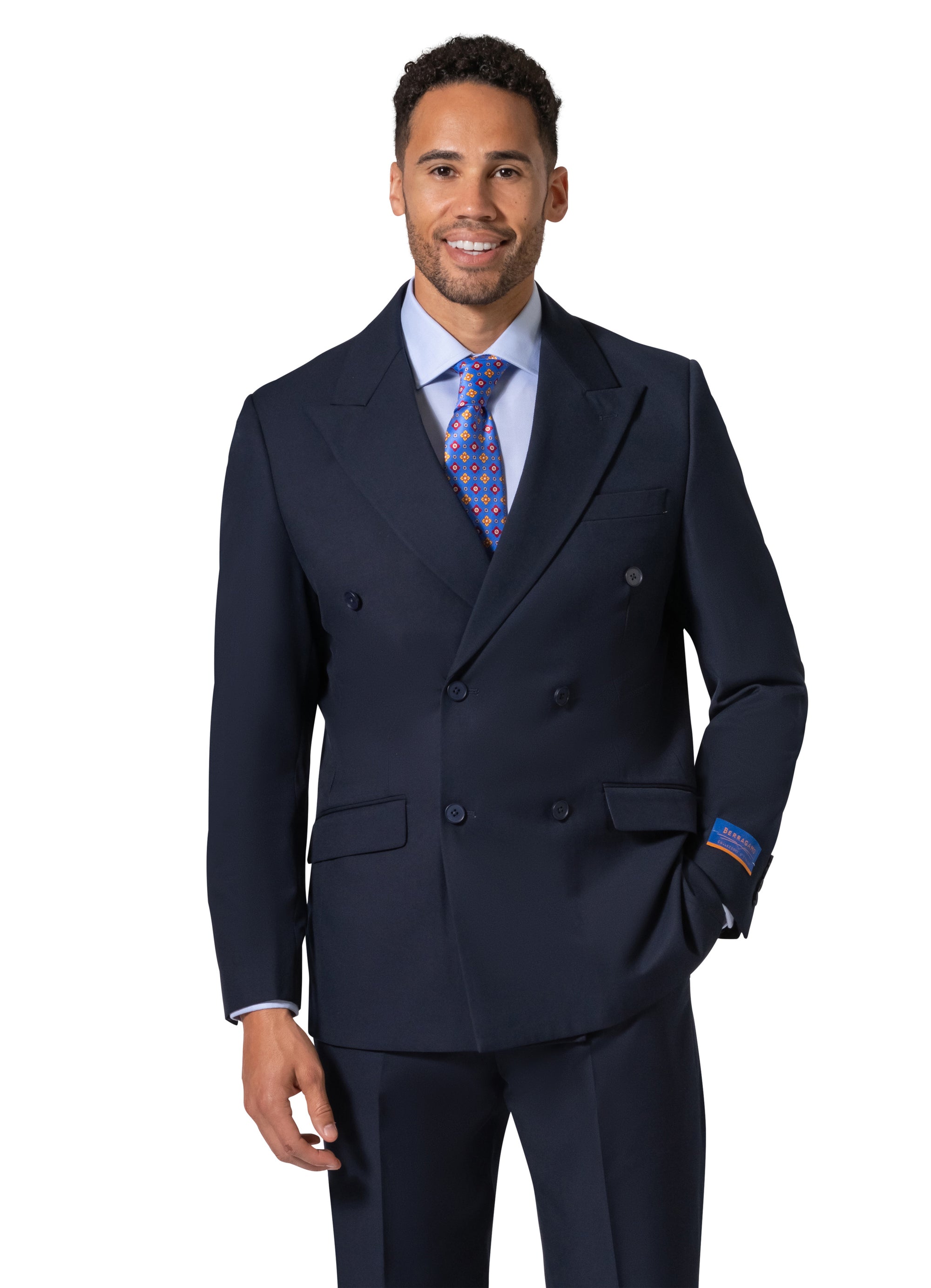 Bergamo Orange A6732 D/B Slim Fit Suit - Navy