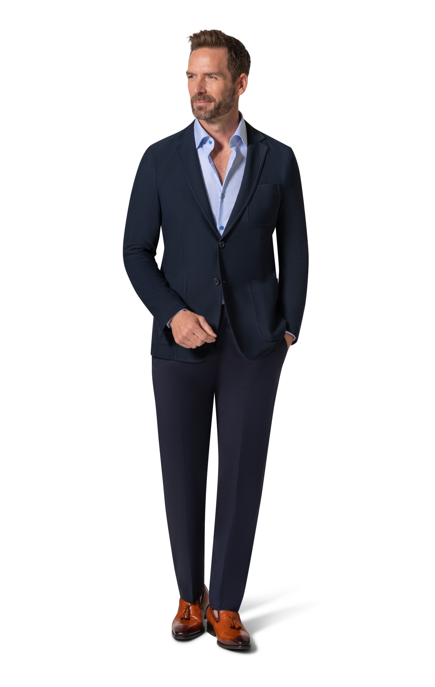 Bergamo Elegant Wool Sport Coat Slim Fit - Navy