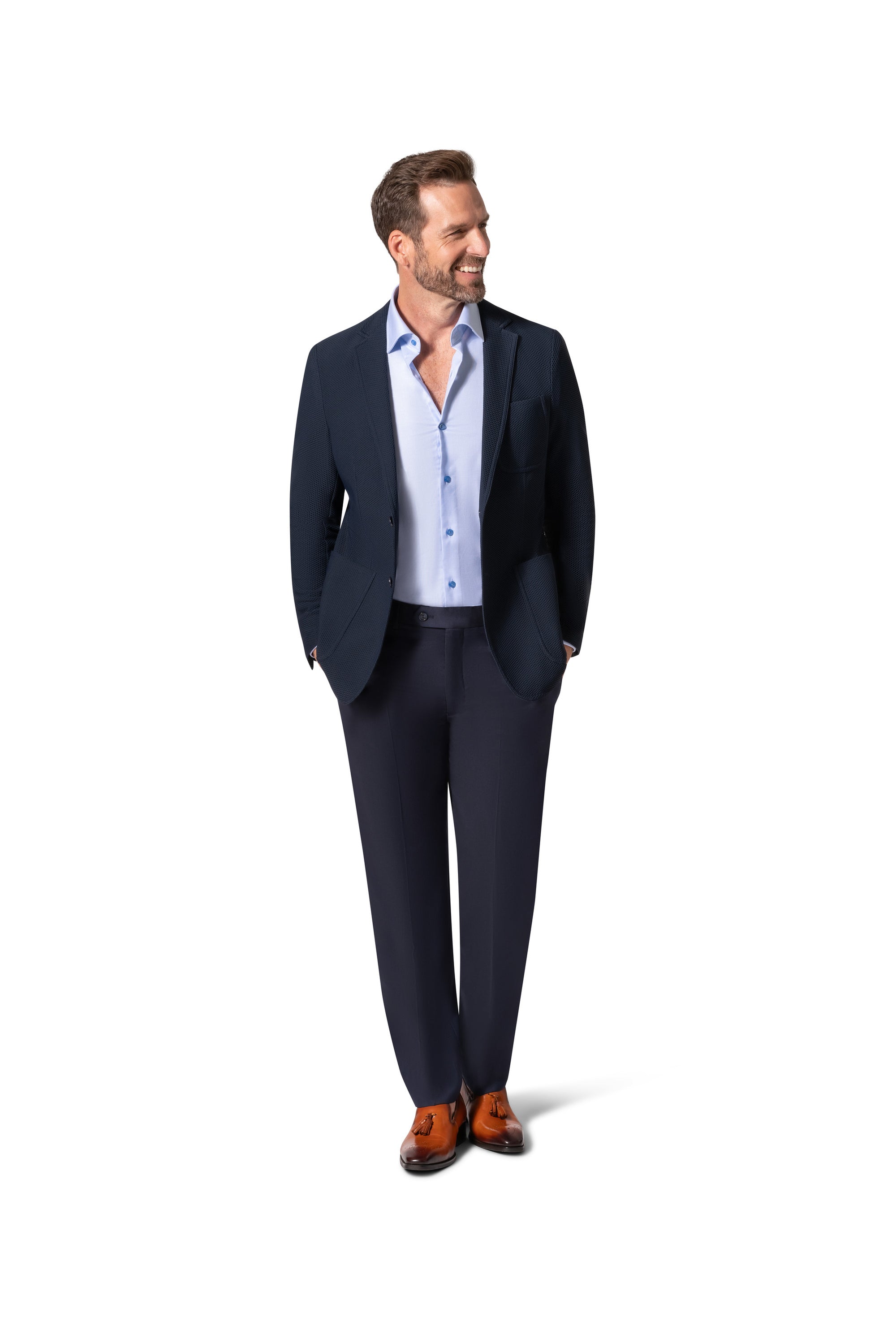 Bergamo Elegant Wool Sport Coat Slim Fit - Navy