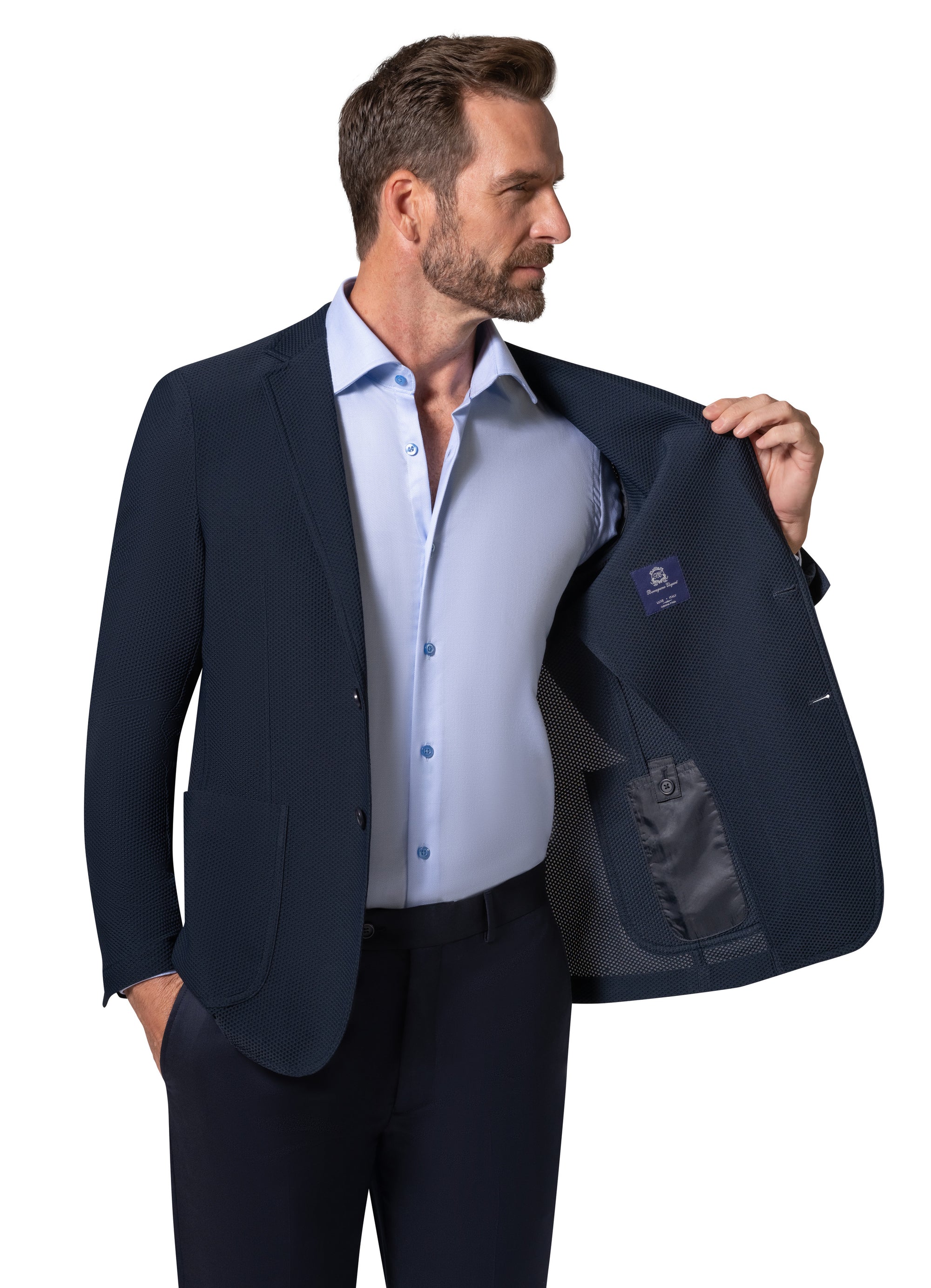 Bergamo Elegant Wool Sport Coat Slim Fit - Navy