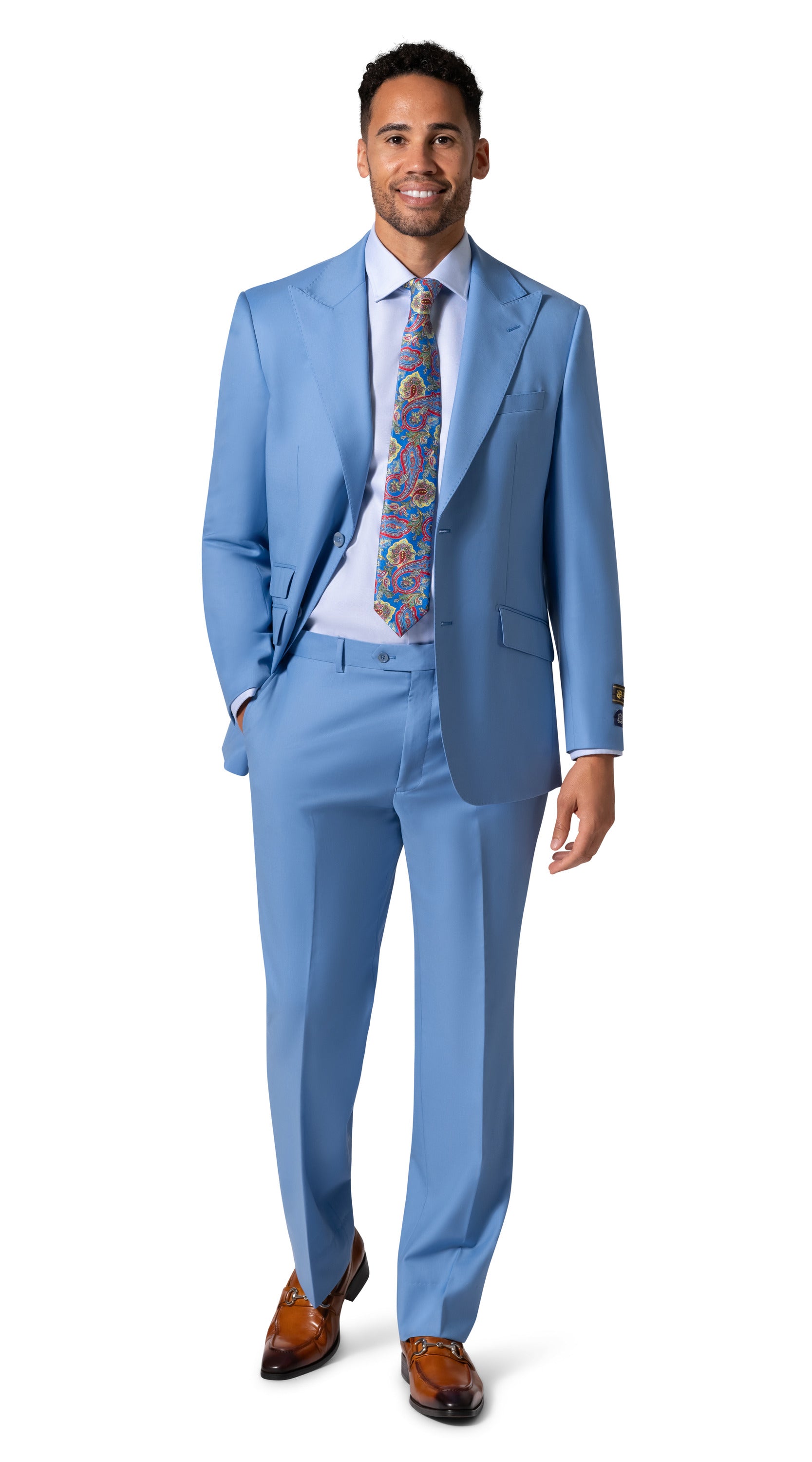 Bergamo Elegant - 10174.001 Wool Suit Modern Peak - Blue