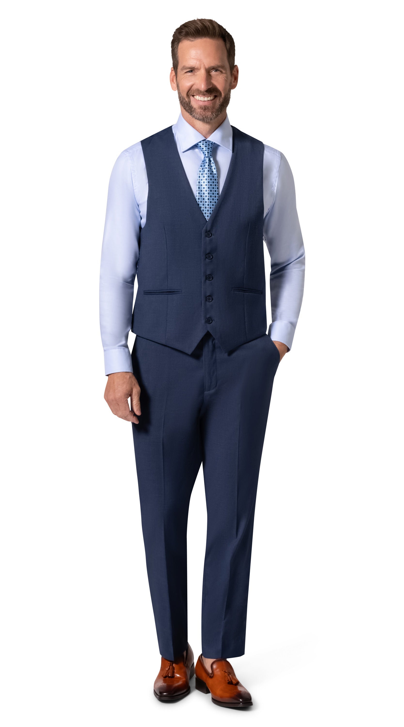 Bergamo Orange MARCO 003 Slim Fit Suit - Blue