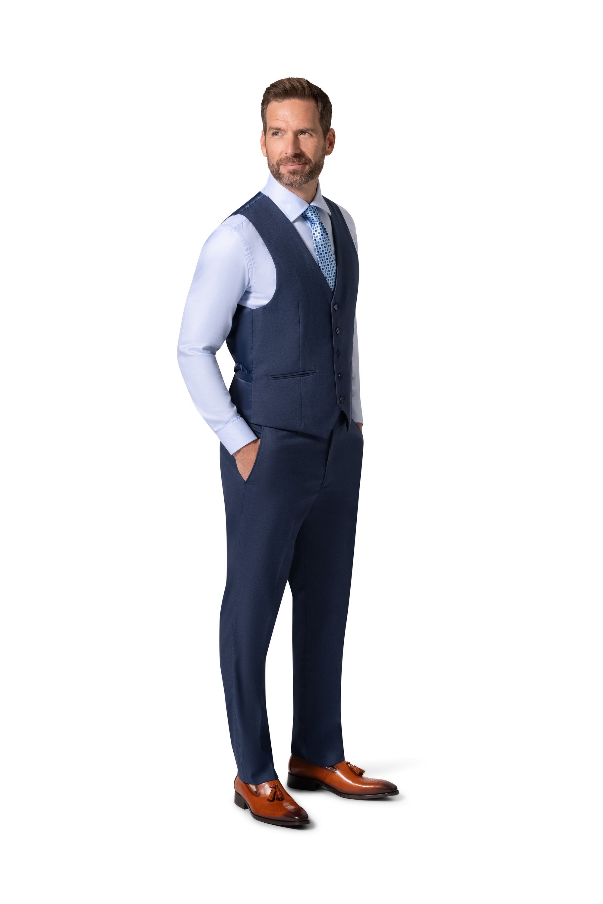 Bergamo Orange MARCO 003 Slim Fit Suit - Blue