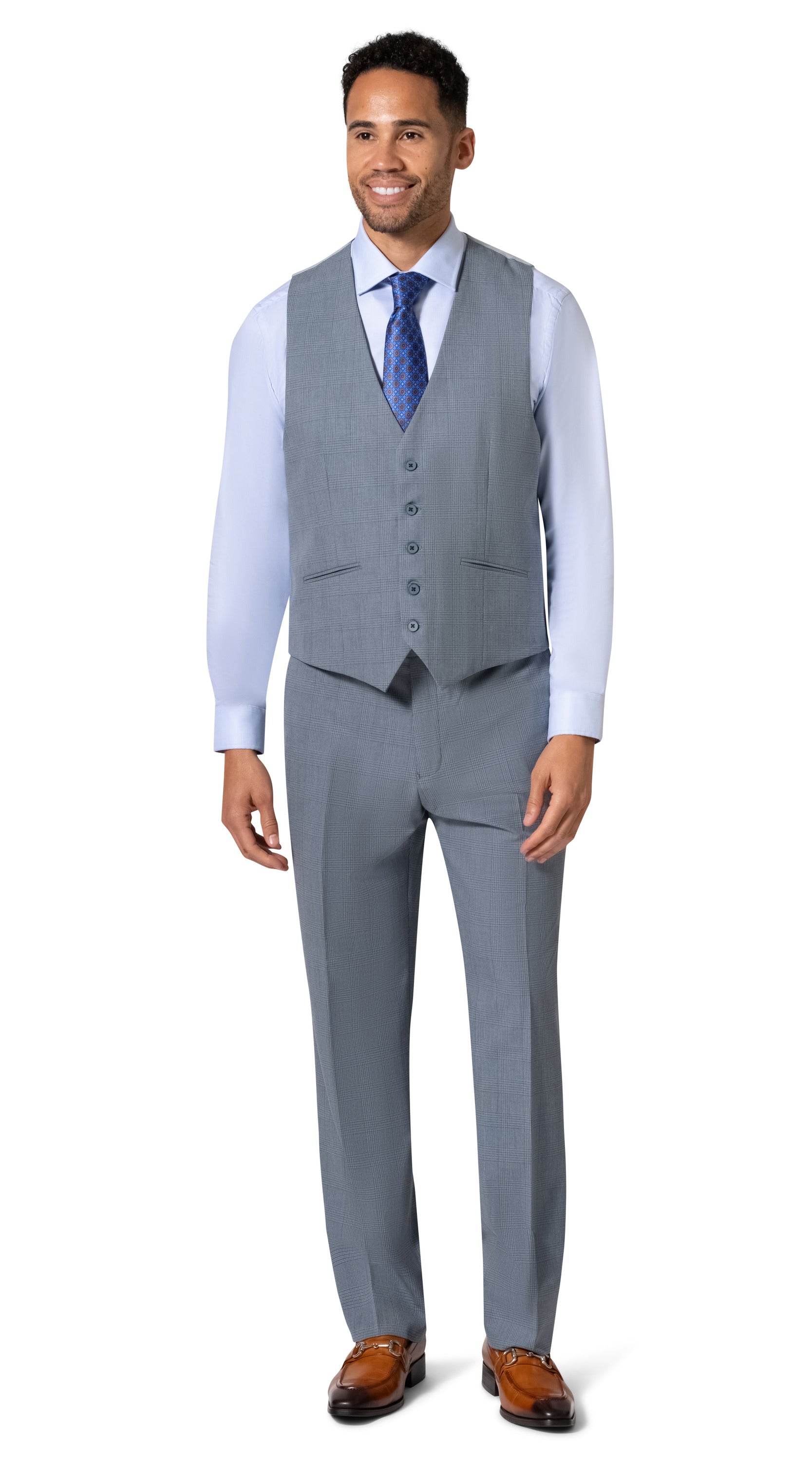 Bergamo Orange BP04KE-07 3PC Notch Modern Suit - Blue