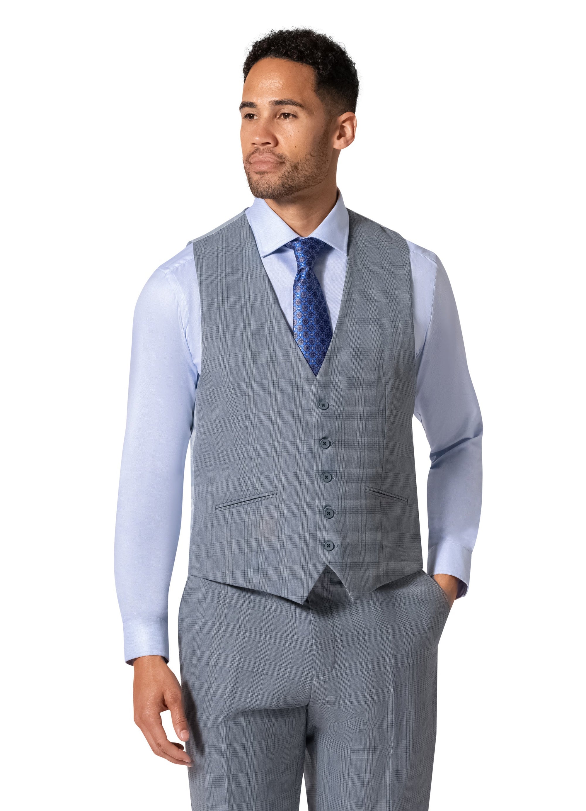 Bergamo Orange BP04KE-07 3PC Notch Modern Big & Tall Suit - Blue