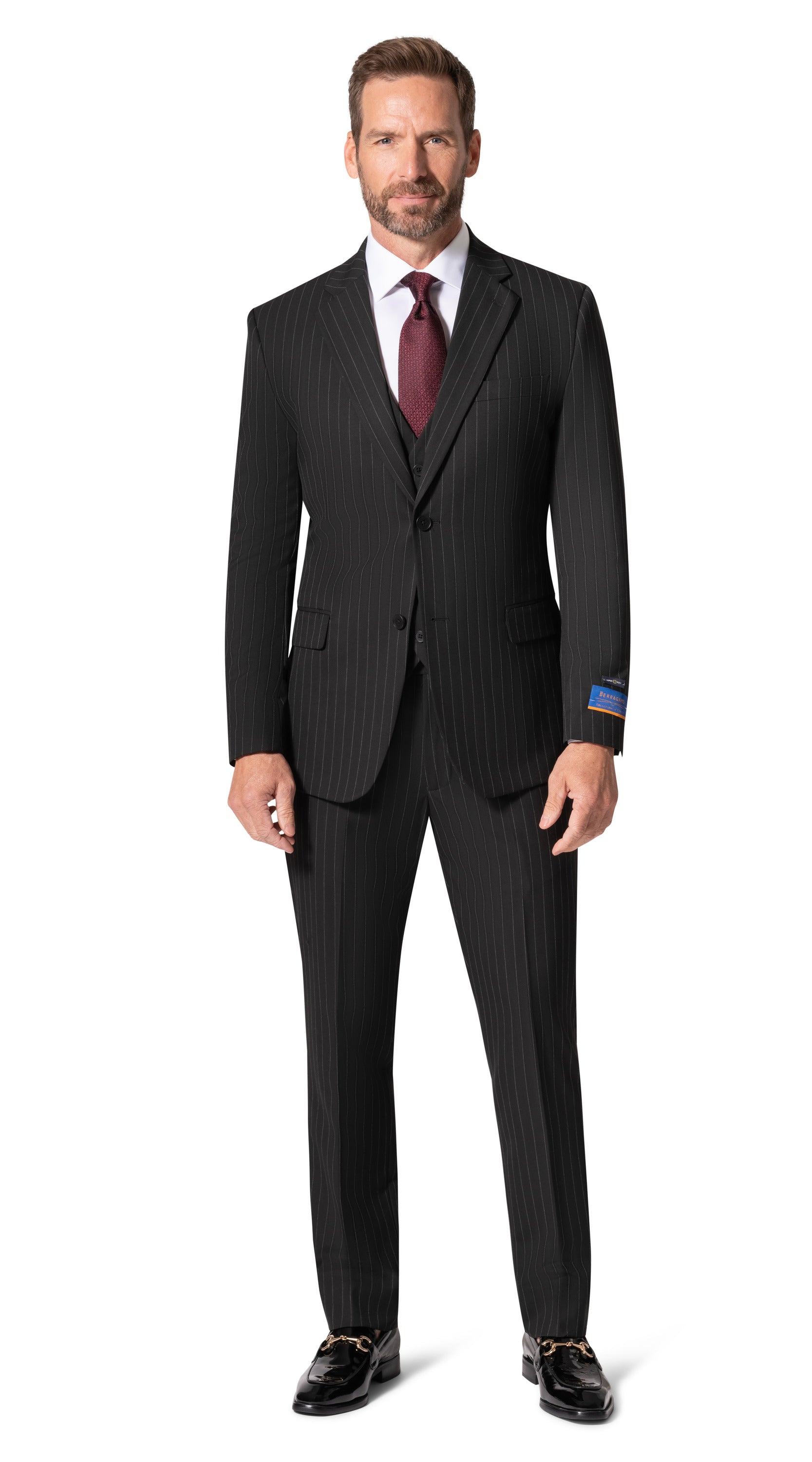 Bergamo Orange BP04K-E32 3PC Slim Suit - Black