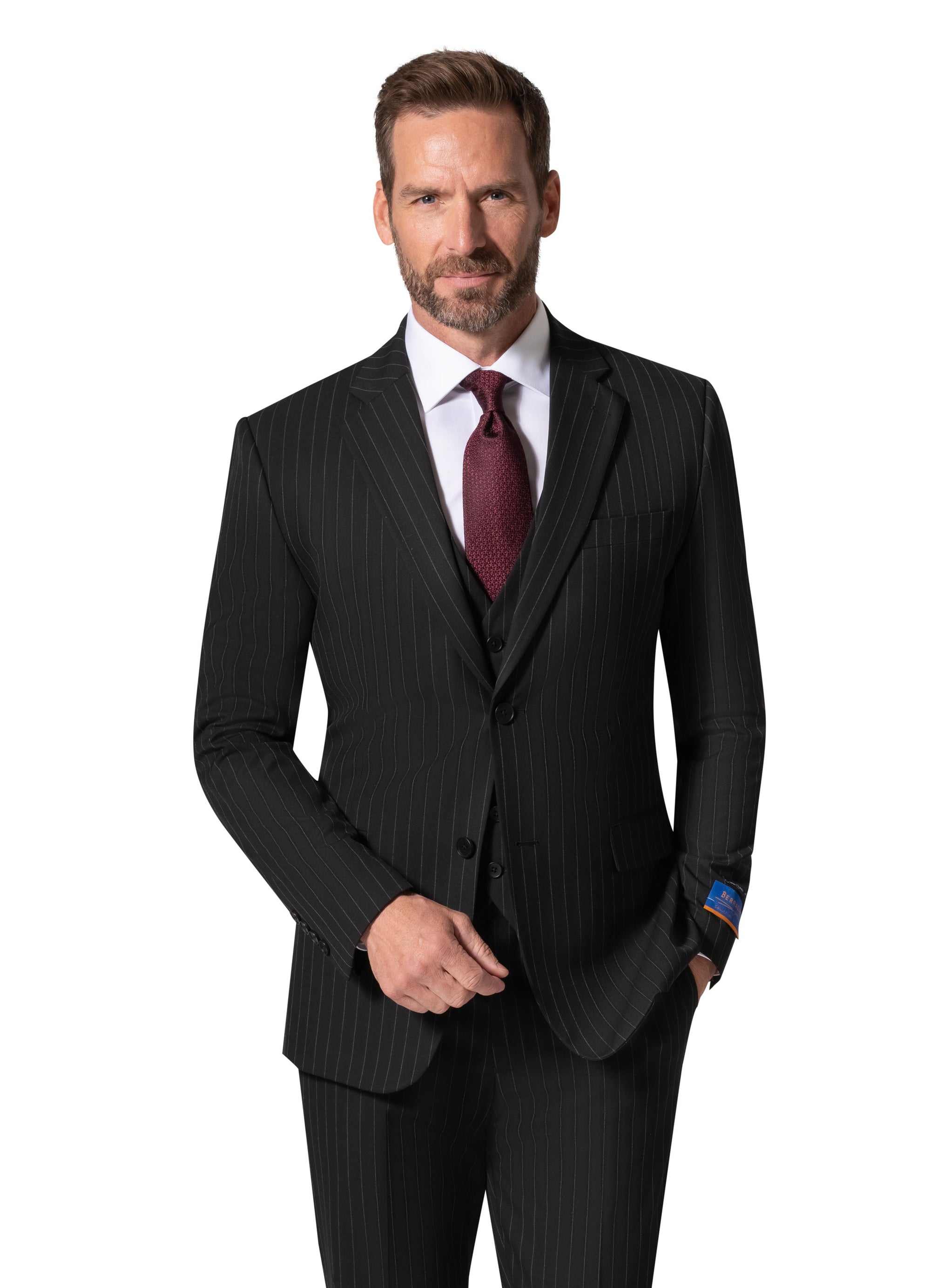 Bergamo Orange BP04K-E32 3PC Slim Suit - Black