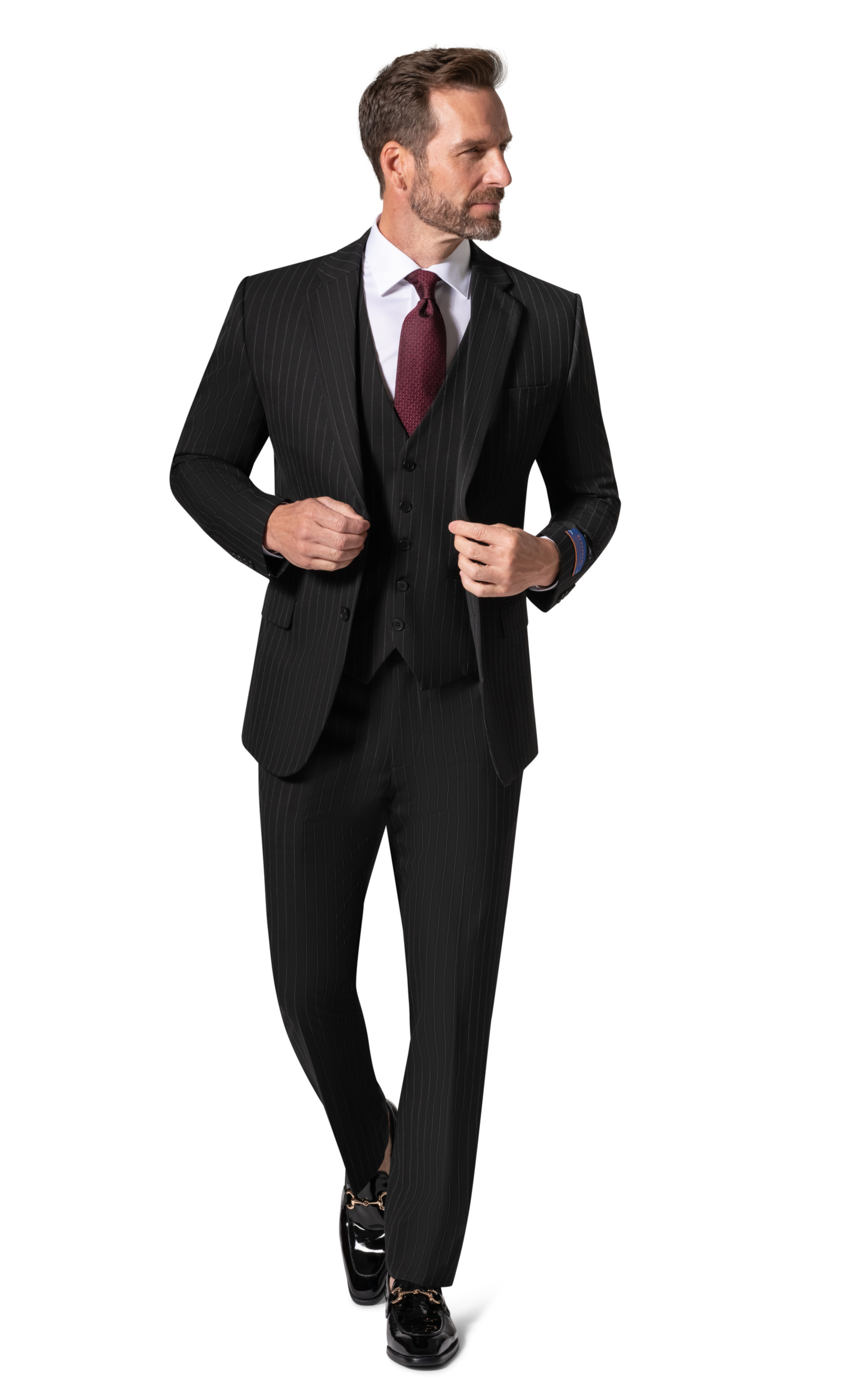 Bergamo Orange BP04K-E32 3PC Slim Suit - Black