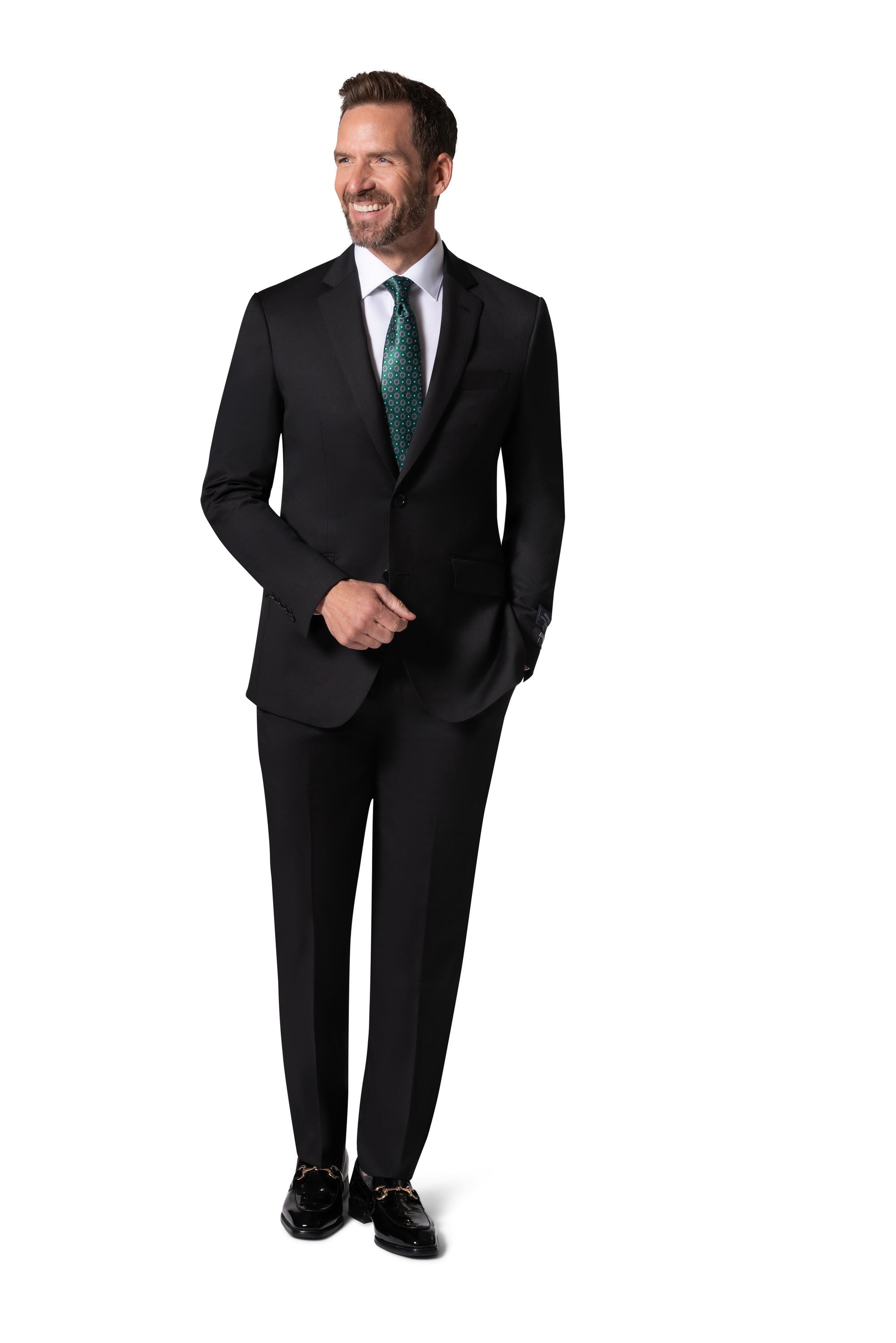Bergamo Elegant - Reda | Slim Fit 2-Piece Solid Suit - Black