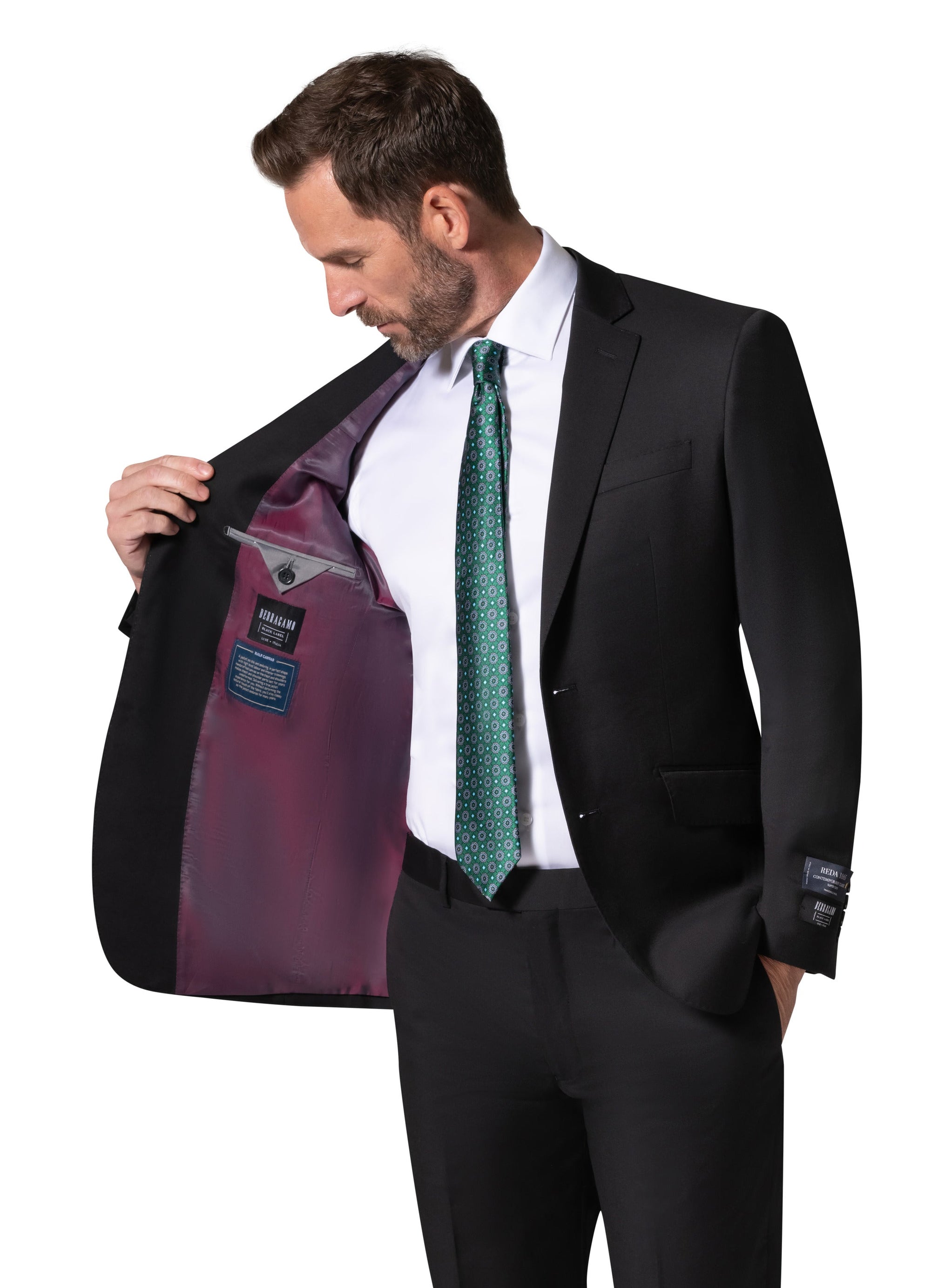 Bergamo Elegant - Reda | Slim Fit 2-Piece Solid Suit - Black