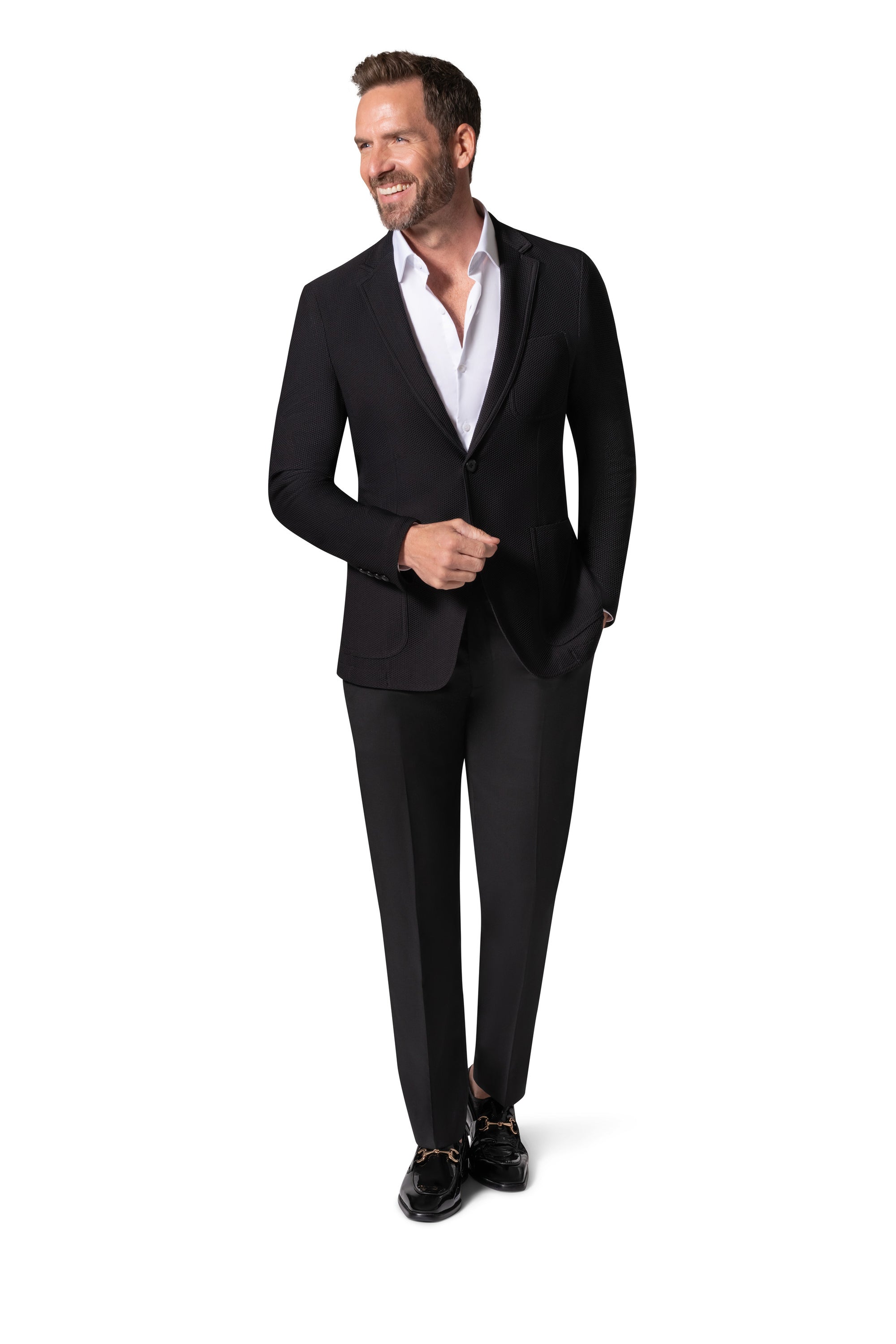 Bergamo Elegant Wool Sport Coat Slim Fit - Black