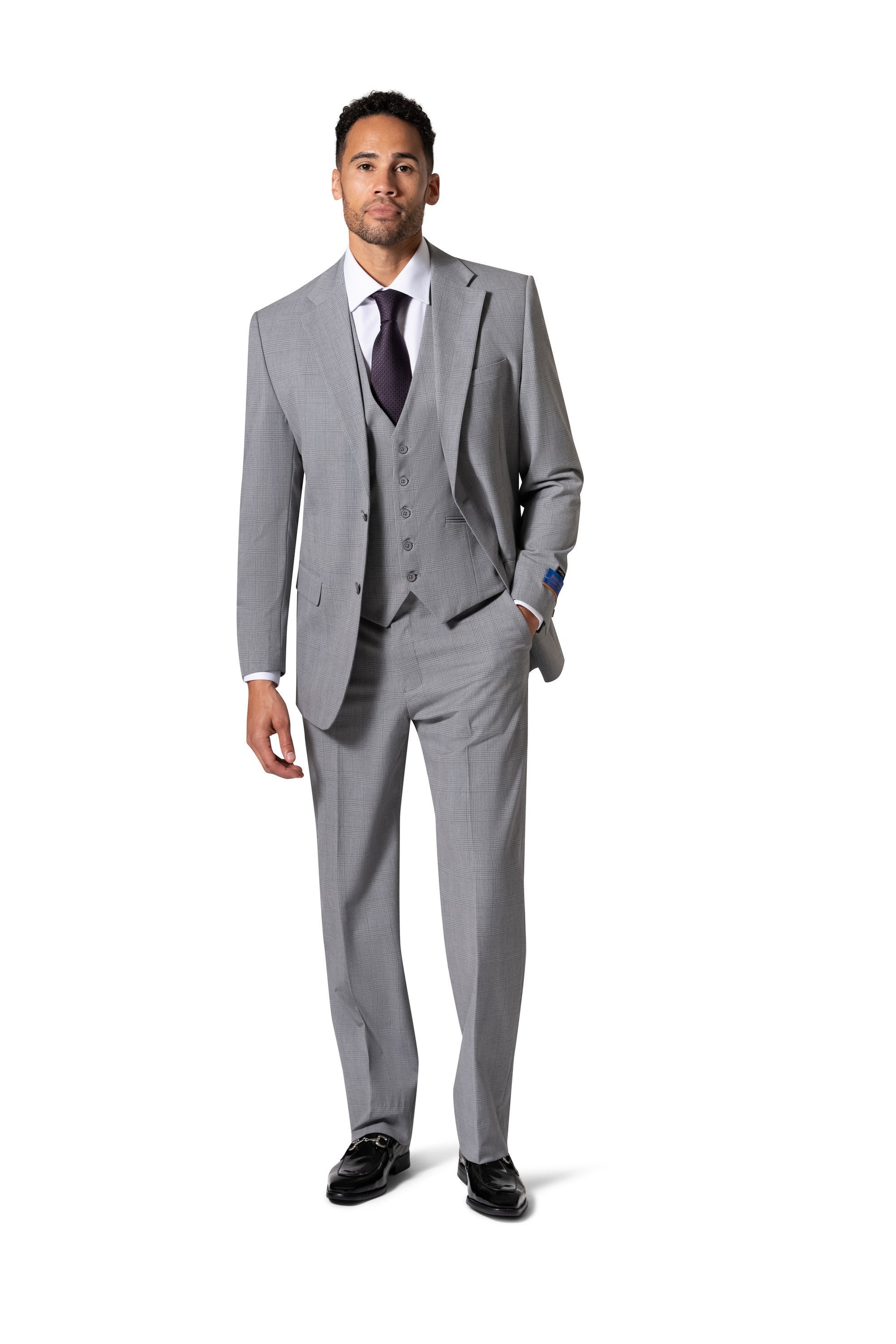 Bergamo Orange BP04KE-07 3PC Notch Modern Suit - Grey
