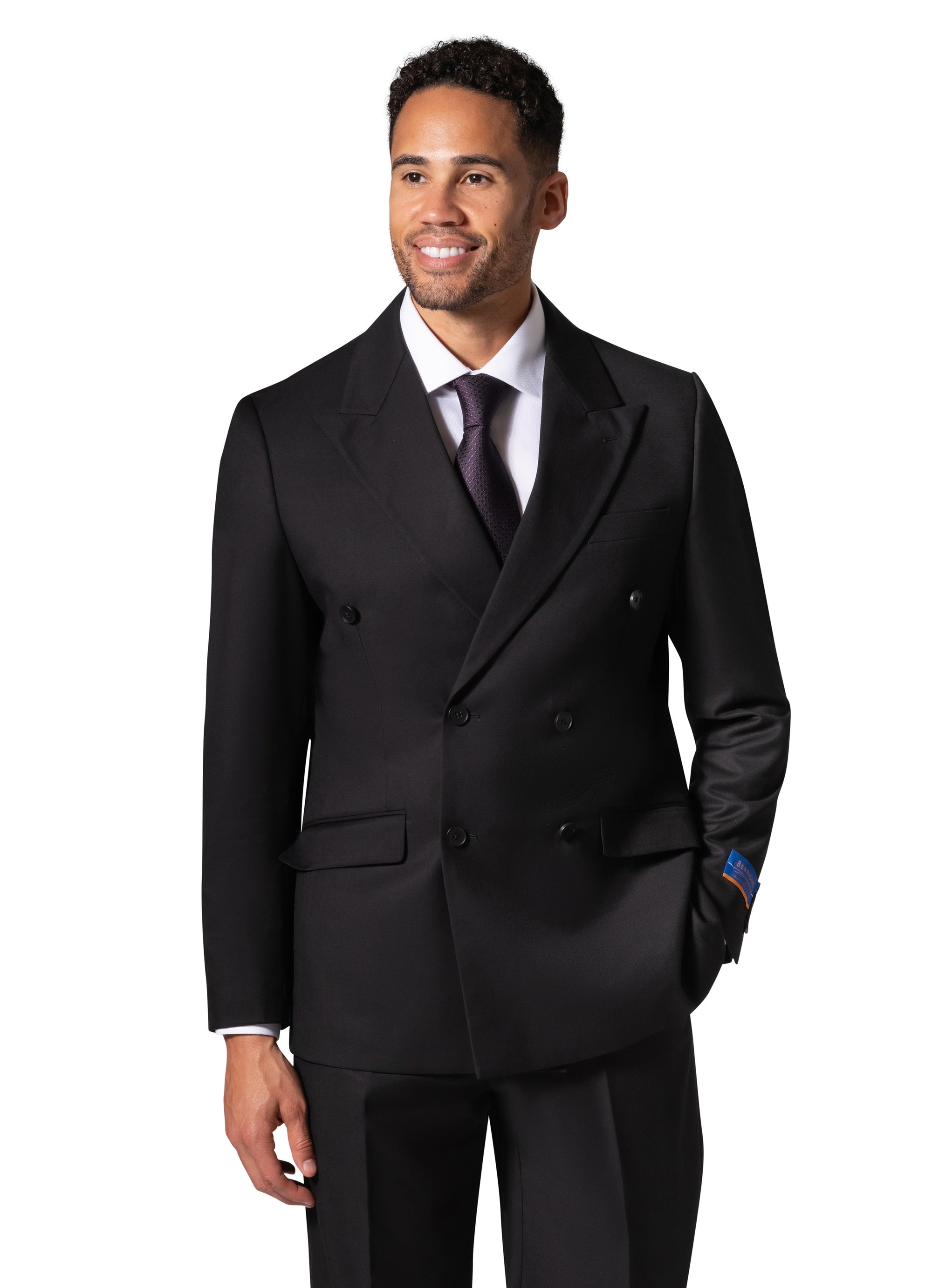 Bergamo Orange A6732 D/B Slim Fit Suit - Black