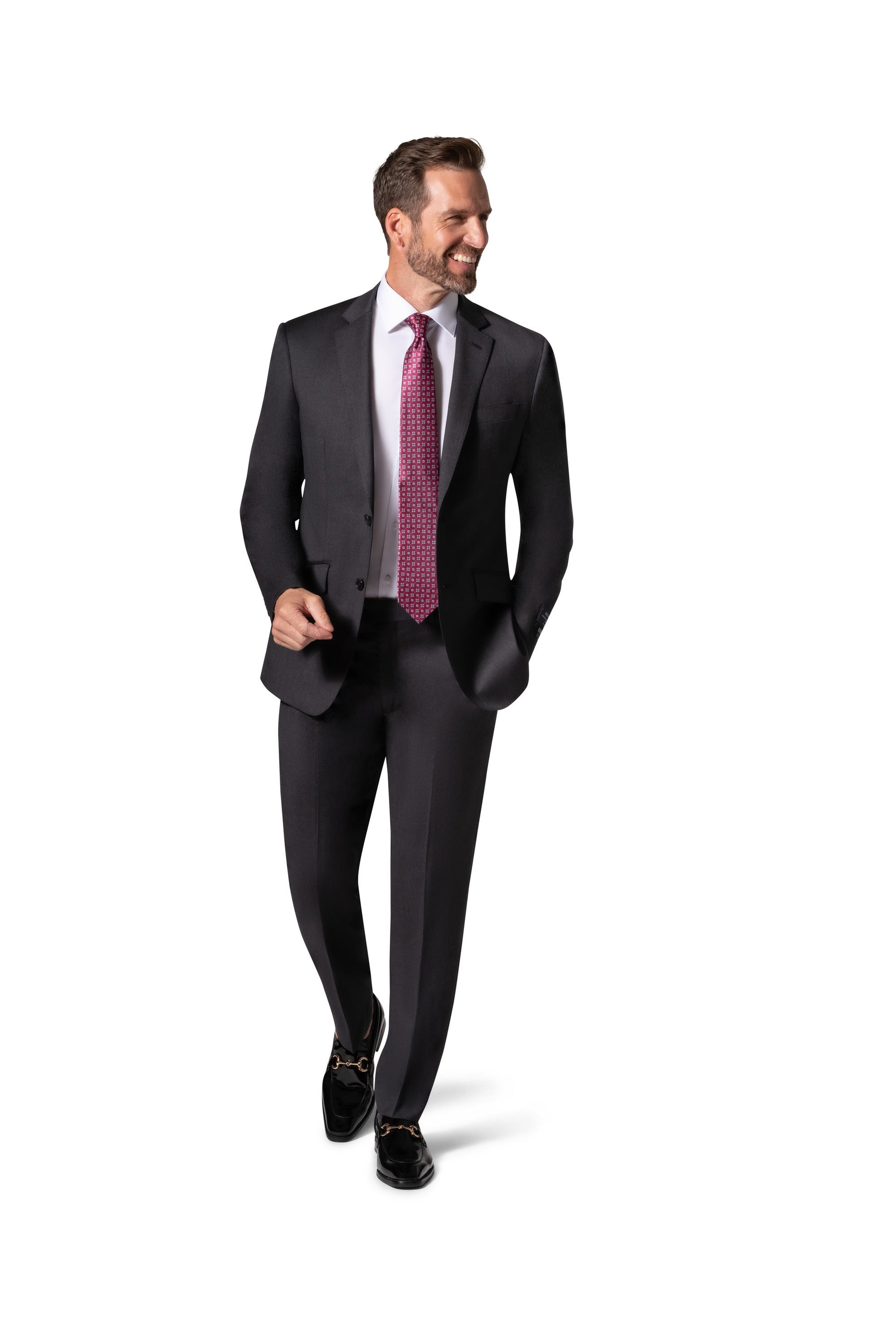 Bergamo Elegant - Reda | Slim Fit 2-Piece Solid Suit - Charcoal
