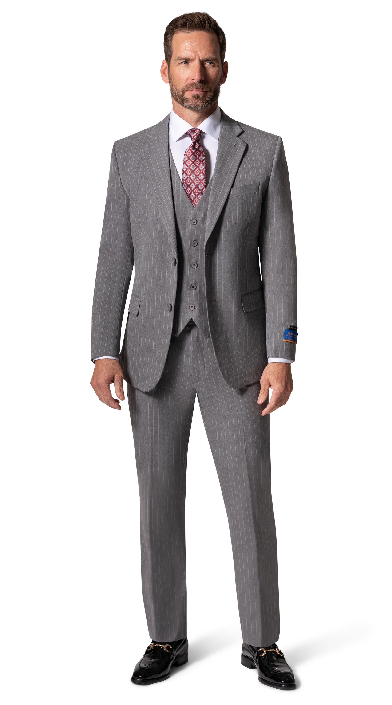Bergamo Orange BP04K-E32 3PC Slim Suit - Grey