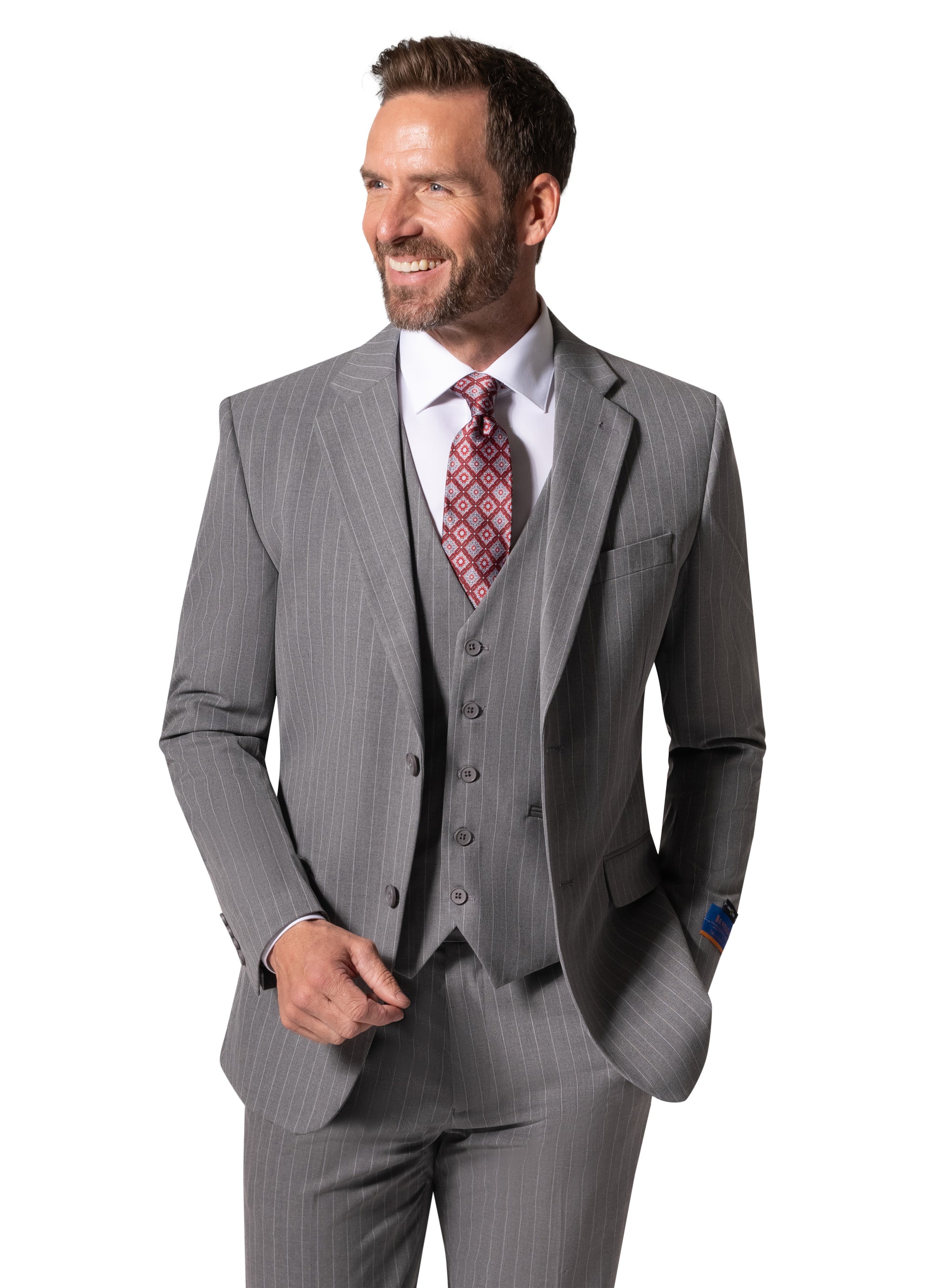 Bergamo Orange BP04K-E32 3PC Slim Suit - Grey