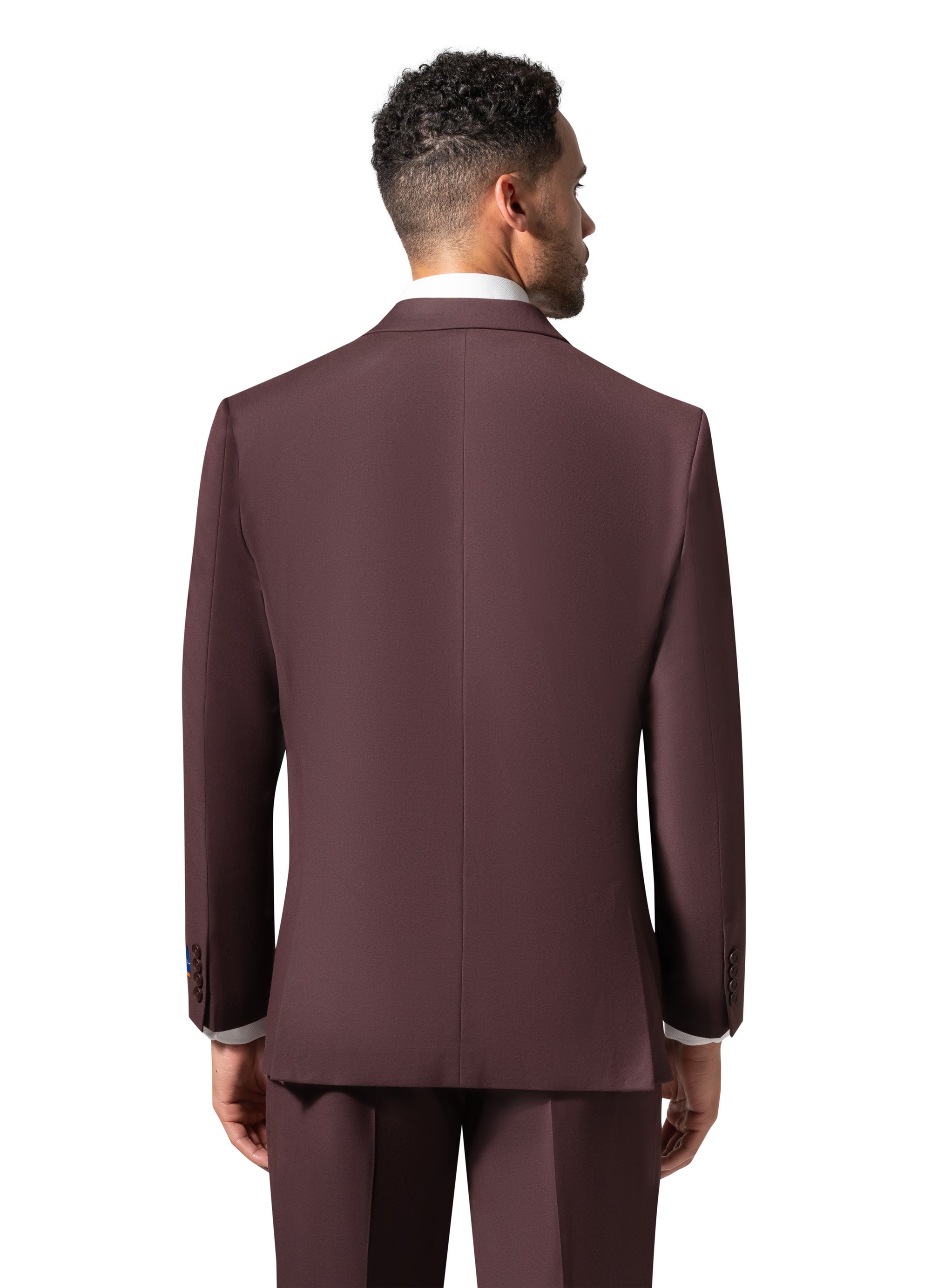 Bergamo Orange MARCO UNI 3PC modern Peak Suit - Burgundy