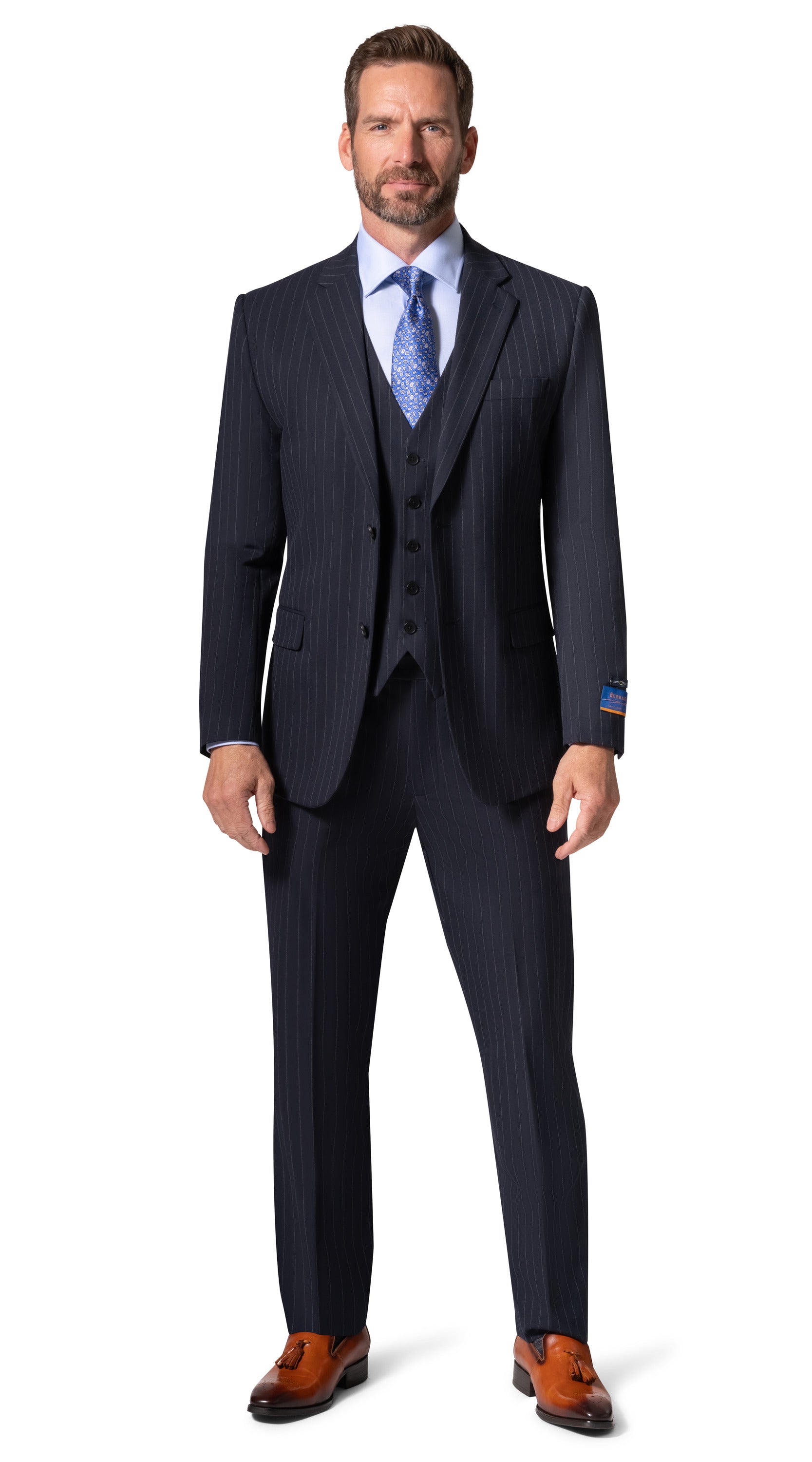 Bergamo Orange BP04K-E32 3PC Slim Suit - Navy