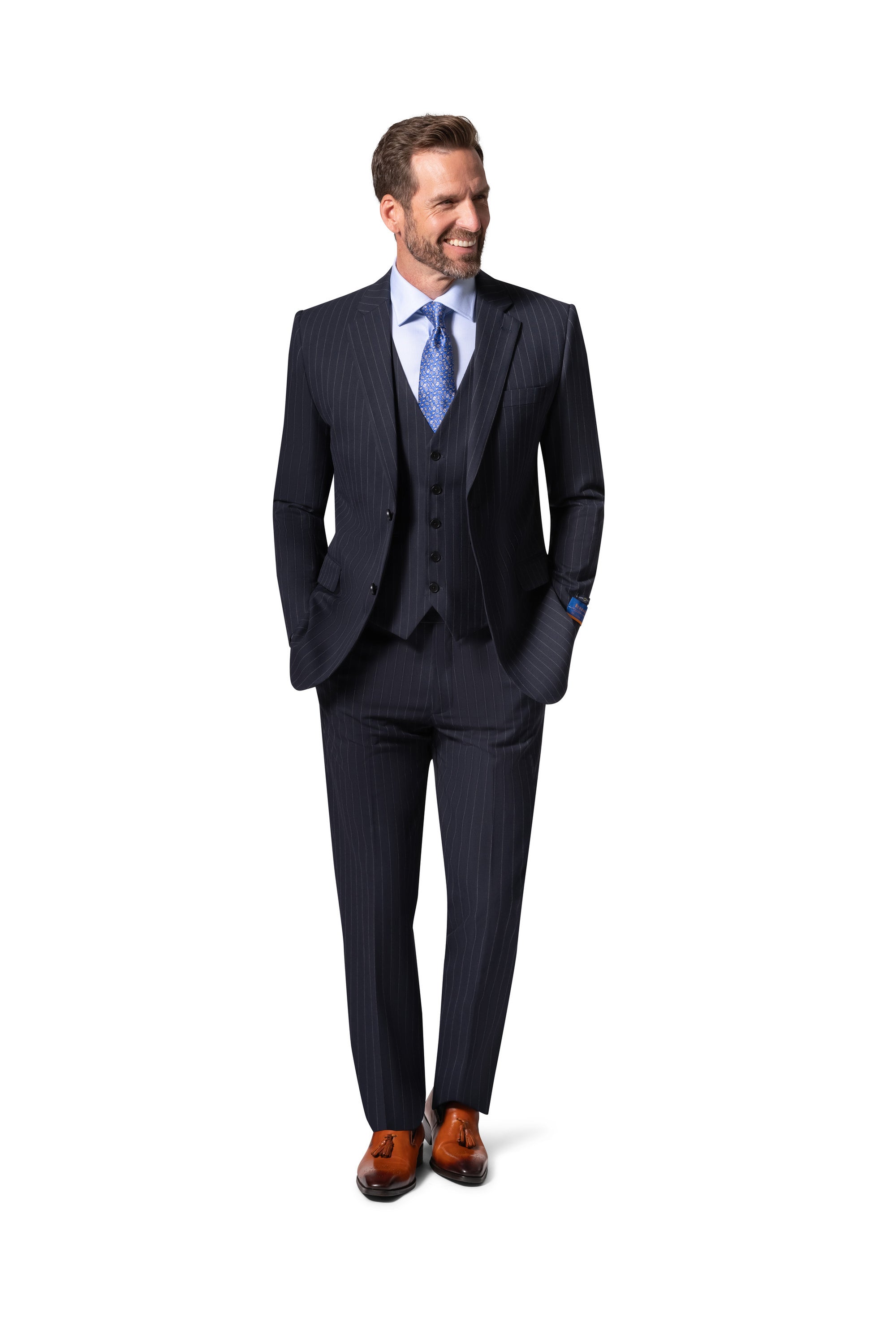Bergamo Orange BP04K-E32 3PC Slim Suit - Navy
