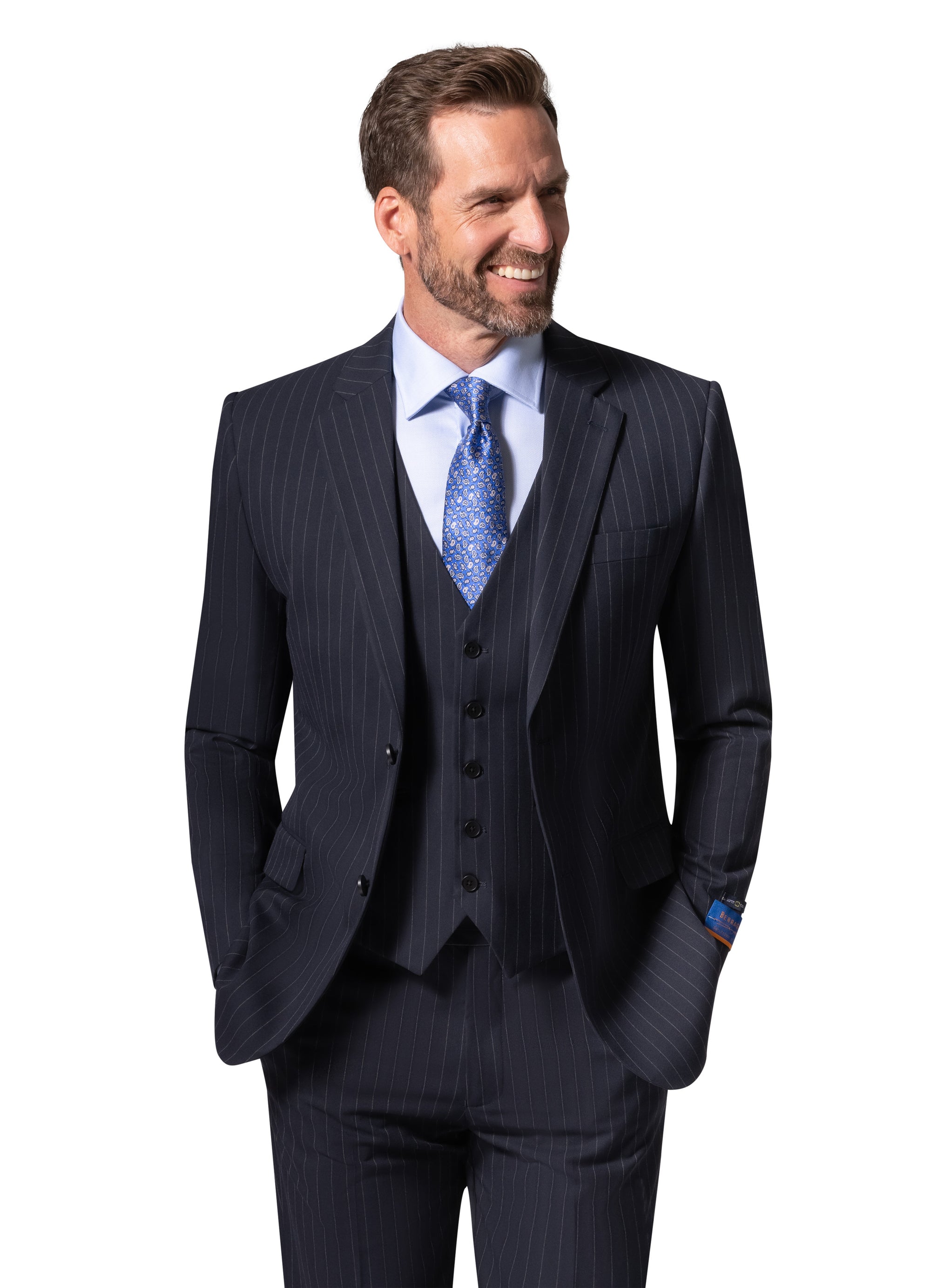 Bergamo Orange BP04K-E32 3PC Slim Suit - Navy