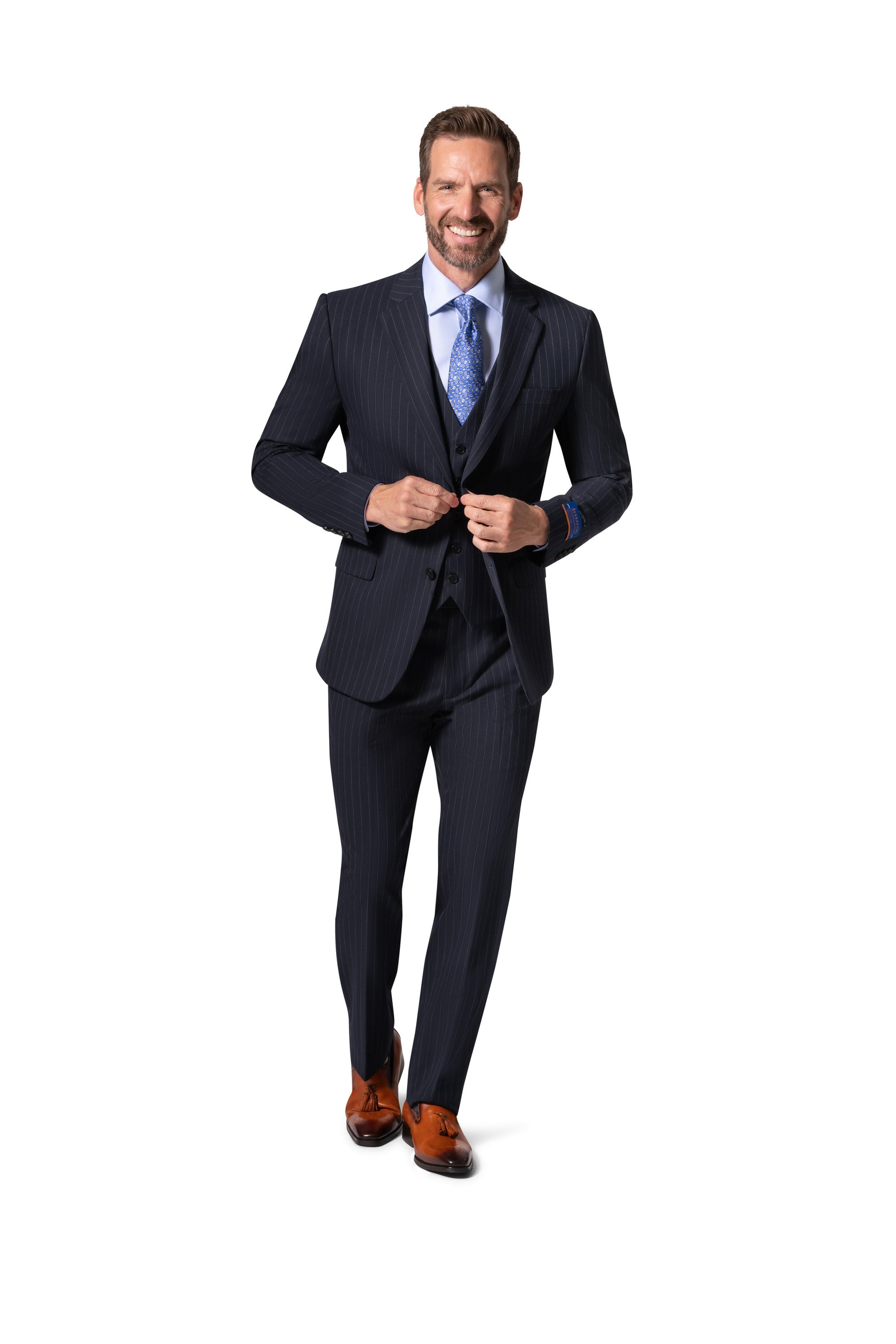 Bergamo Orange BP04K-E32 3PC Slim Suit - Navy