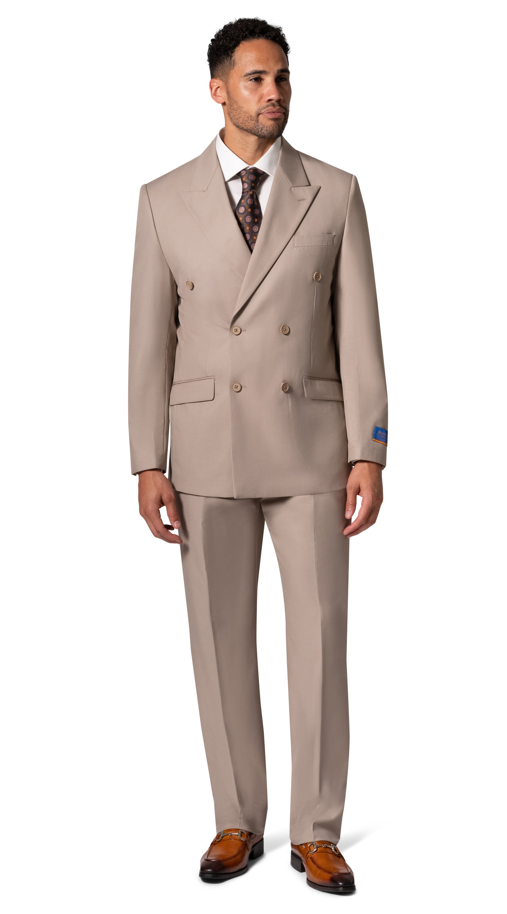 Bergamo Orange A6732 D/B Slim Fit Suit - Tan