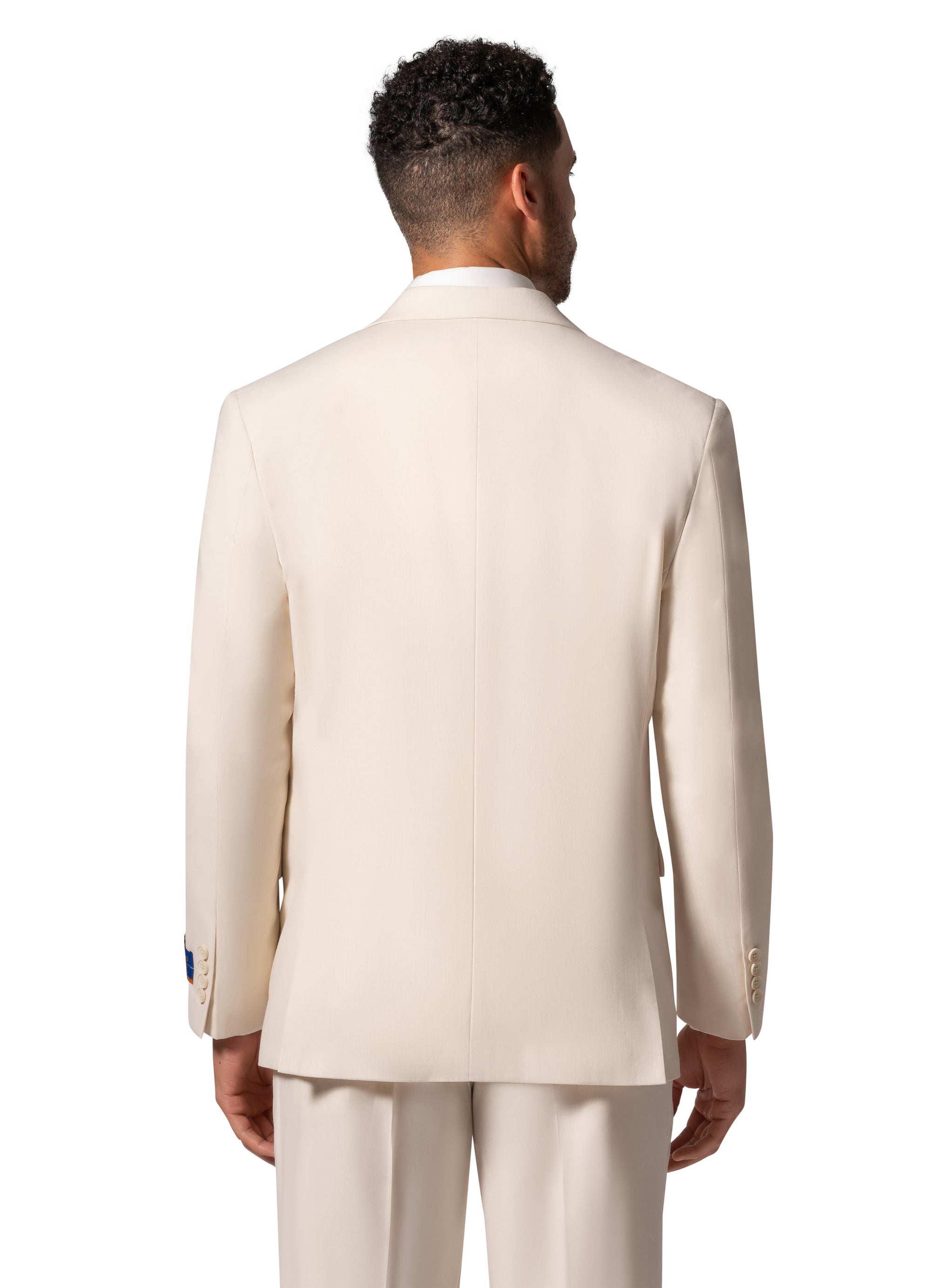 Bergamo Orange MARCO UNI 3PC Slim Peak Suit - Cream