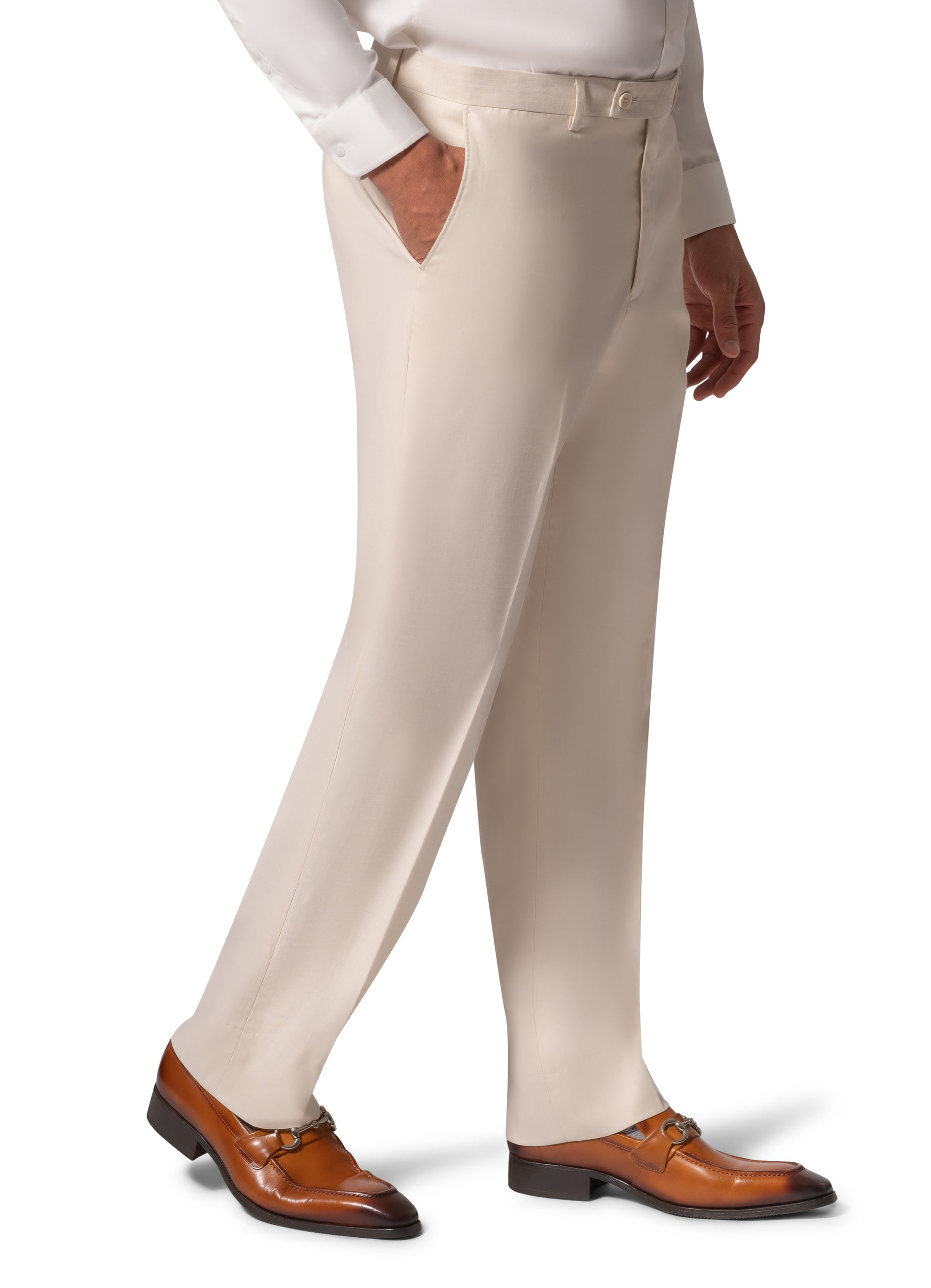 Bergamo Orange MARCO UNI 3PC Slim Peak Suit - Cream