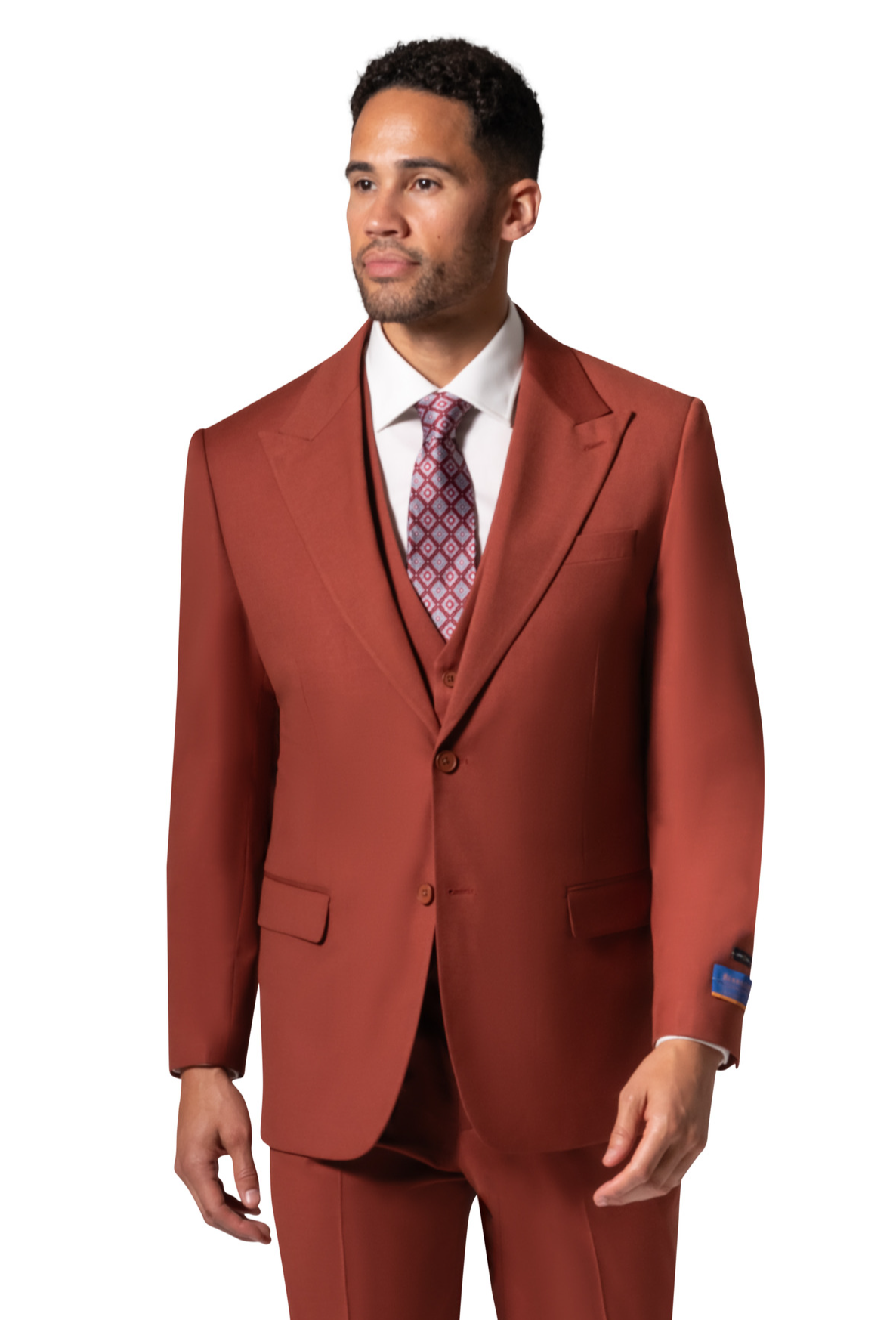 Bergamo Orange MARCO UNI 3PC Modern Peak Suit - Rust