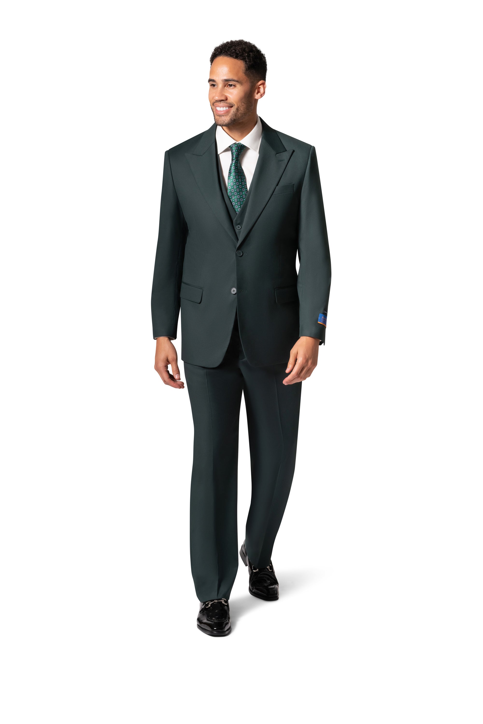 Bergamo Orange MARCO UNI 3PC modern Peak Suit - Hunter Green