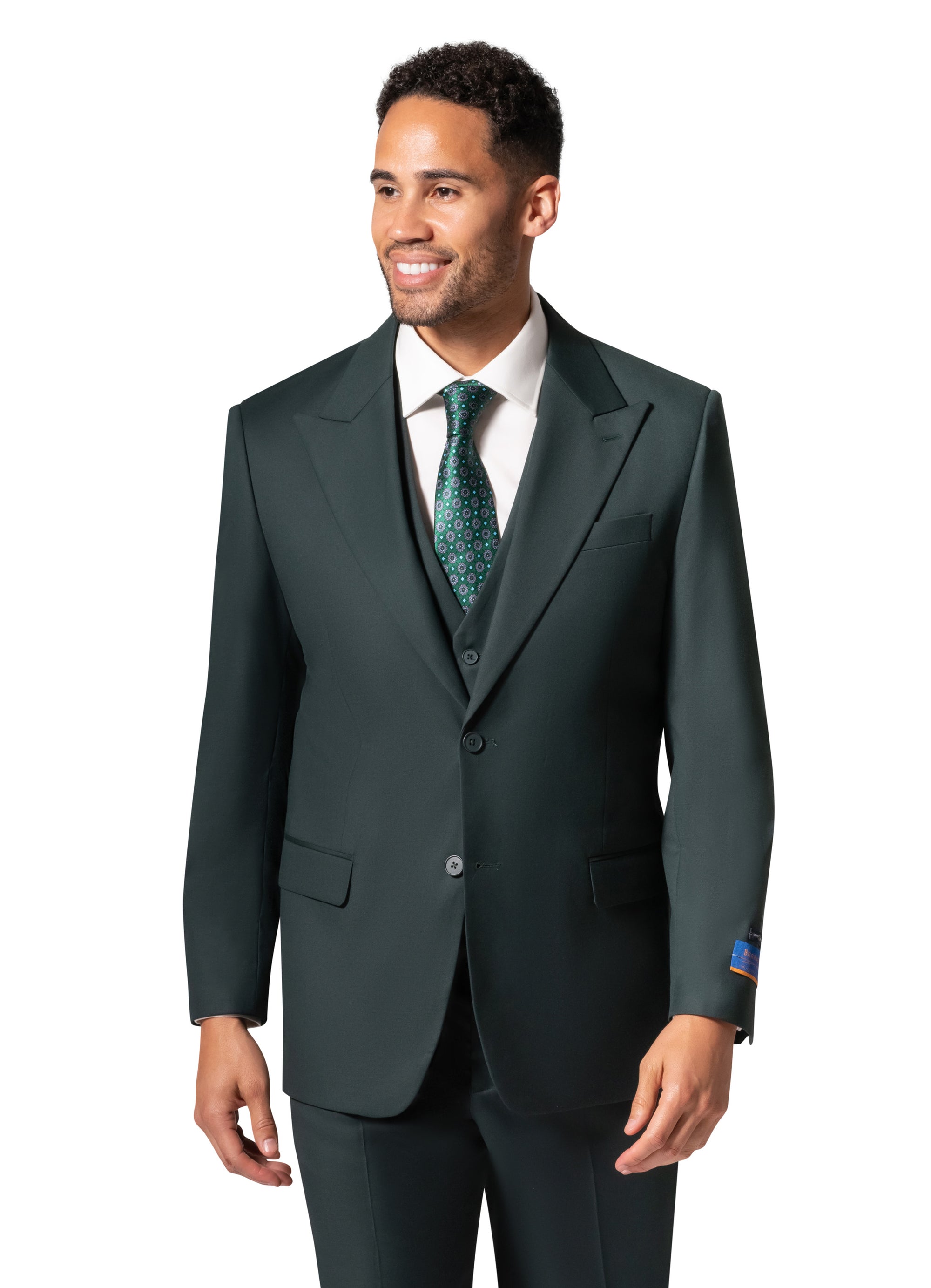 Bergamo Orange MARCO UNI 3PC modern Peak Suit - Hunter Green