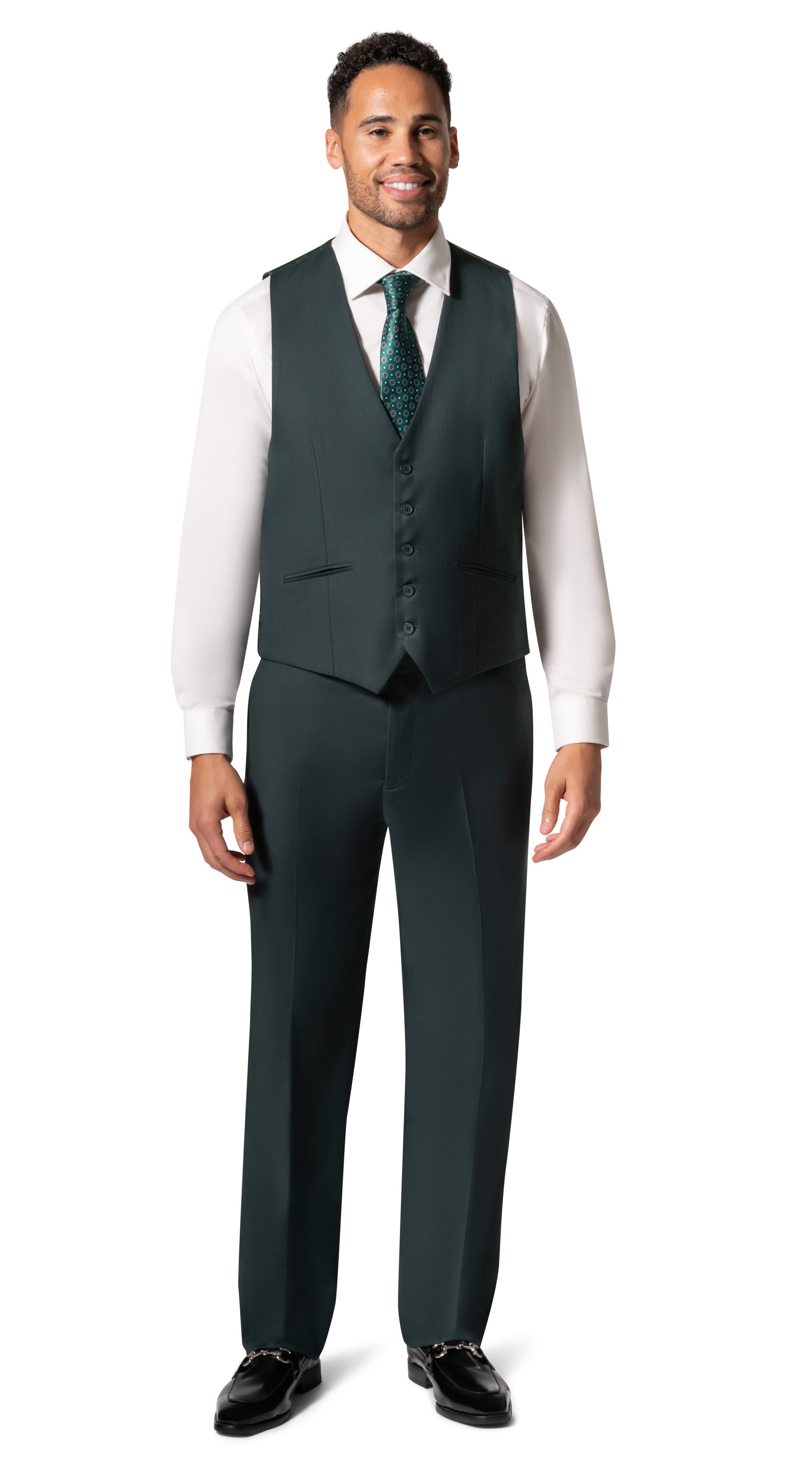 Bergamo Orange MARCO UNI 3PC modern Peak Suit - Hunter Green