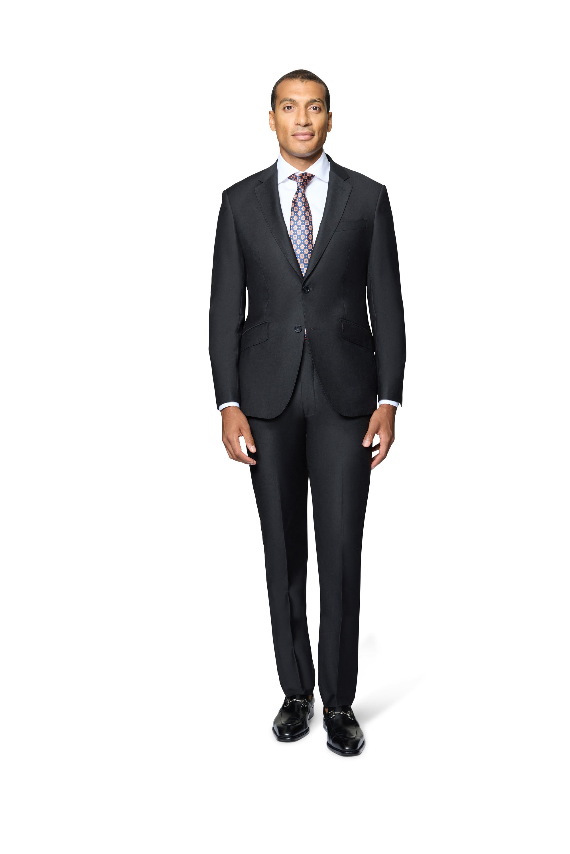 Bergamo Elegant - Faille Wool Solid Suit Modern - Black