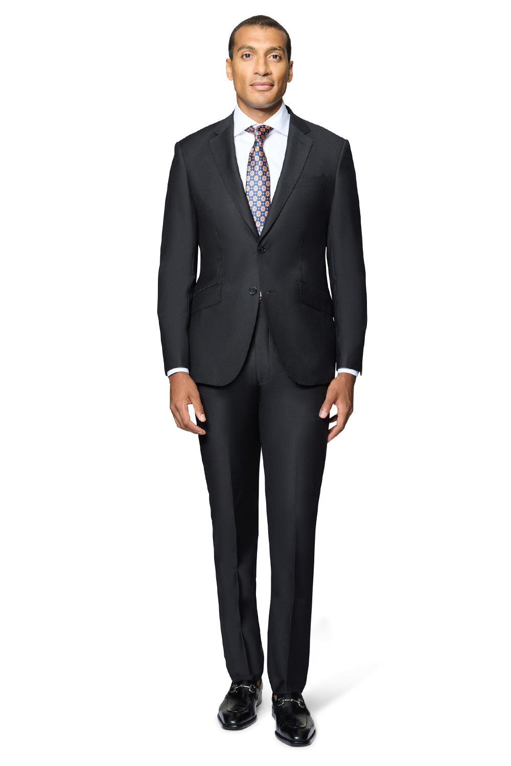 Bergamo Elegant - Faille Wool Solid Suit Modern - Black