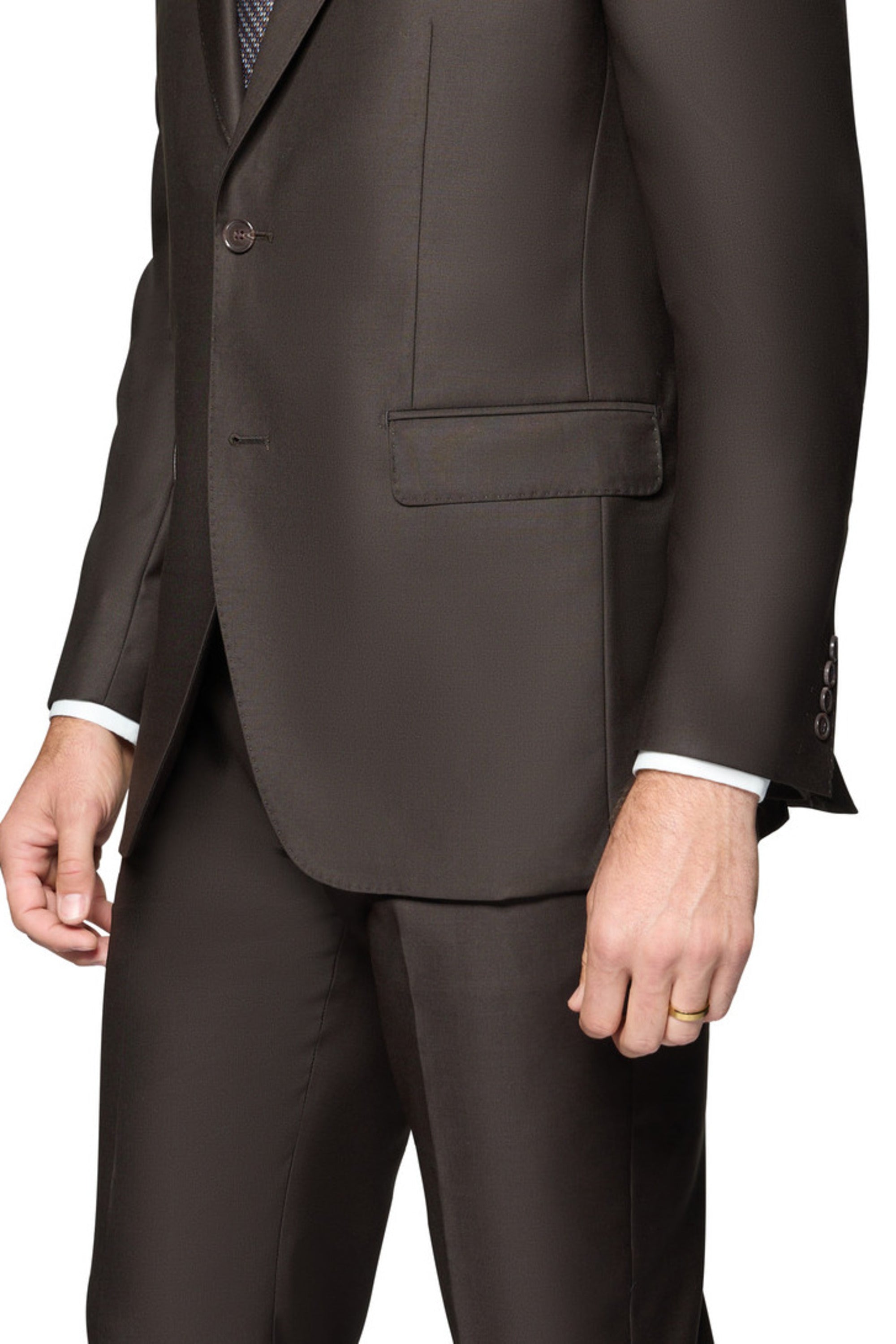 Bergamo Elegant - Faille Wool Solid Suit Modern - Dark Brown