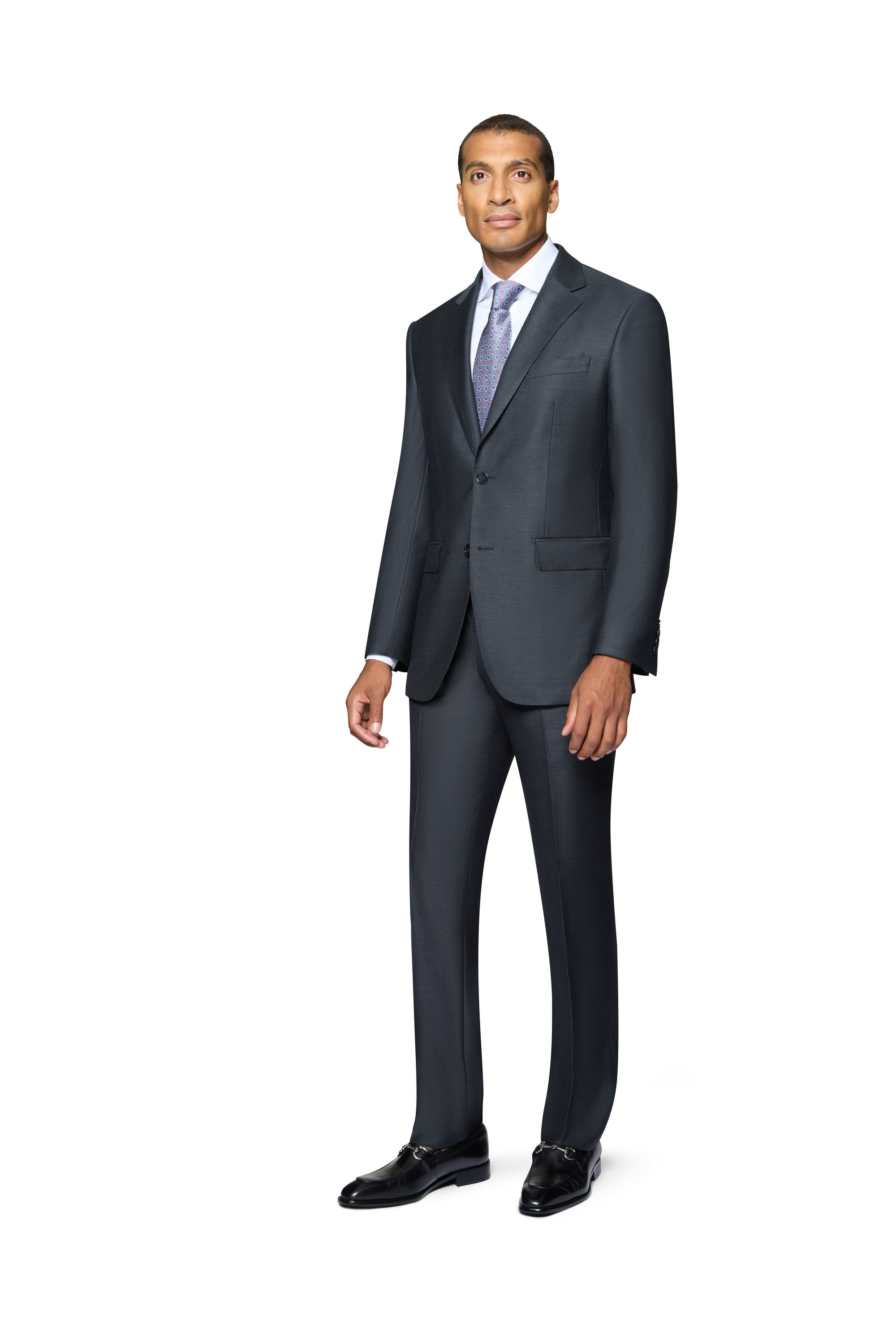 Bergamo Elegant - Faille Wool Solid Suit Modern - Charcoal