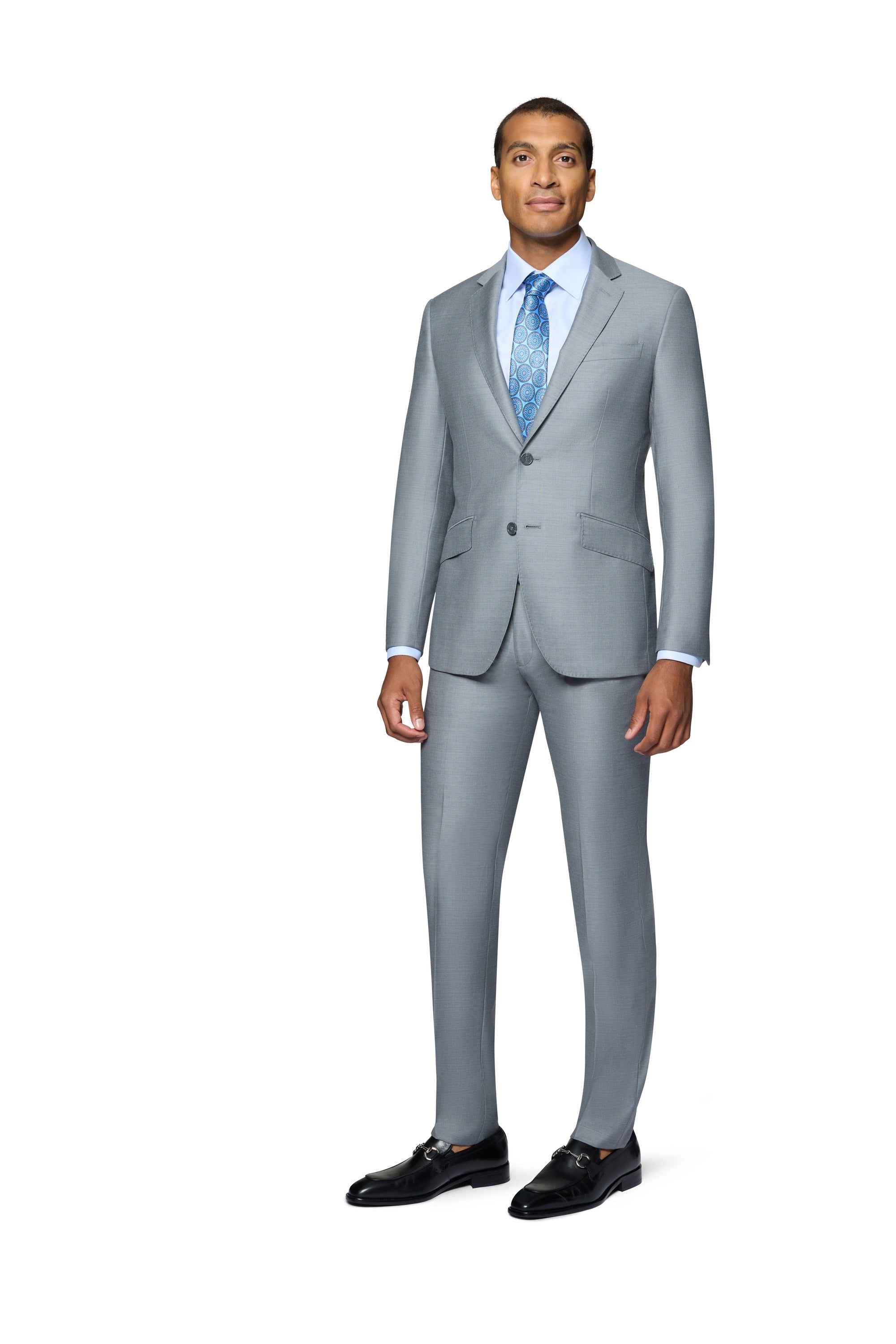 Bergamo Elegant - Faille Wool Solid Suit Modern - Medium Grey
