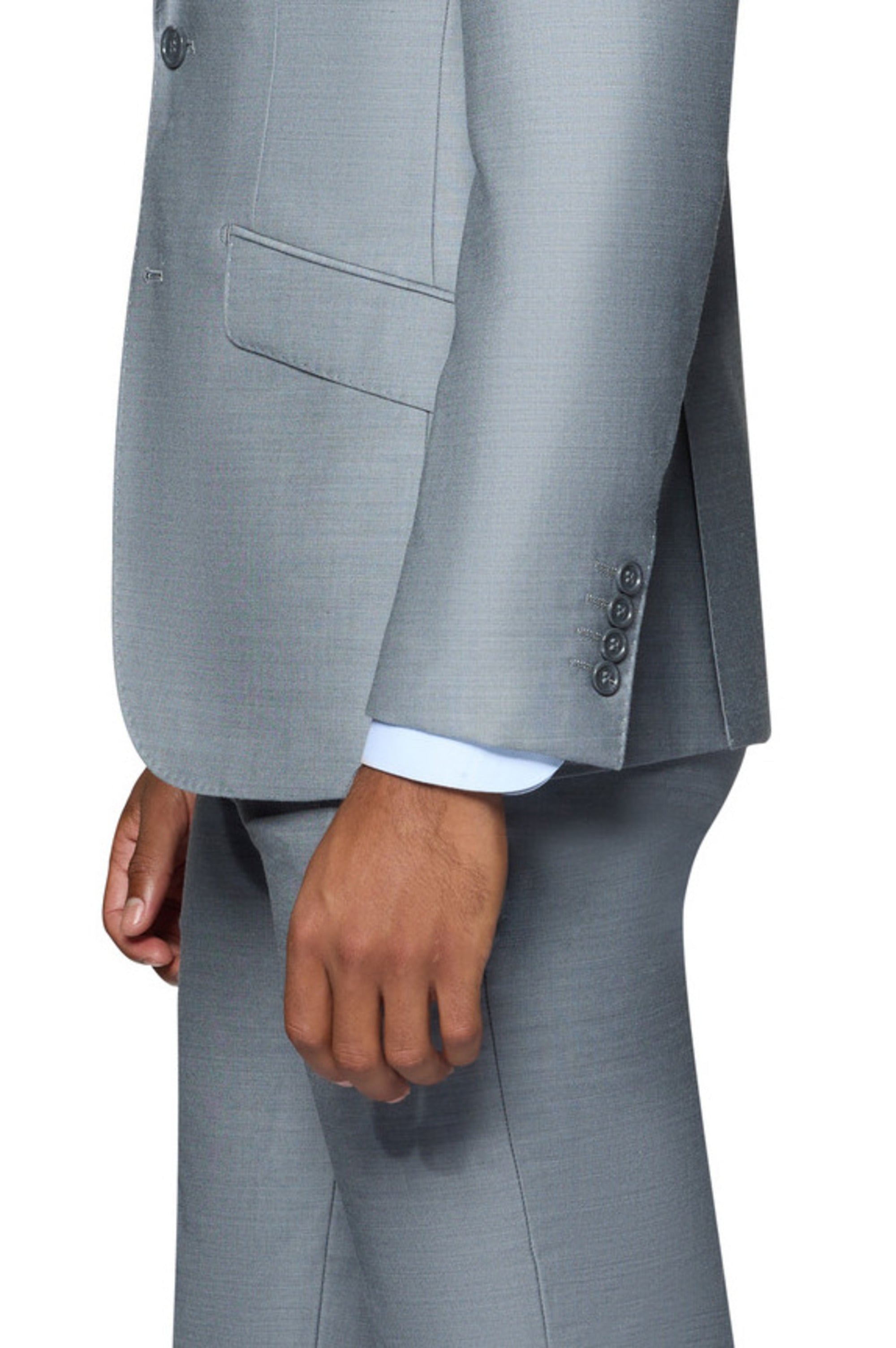Bergamo Elegant - Faille Wool Solid Suit Modern - Medium Grey