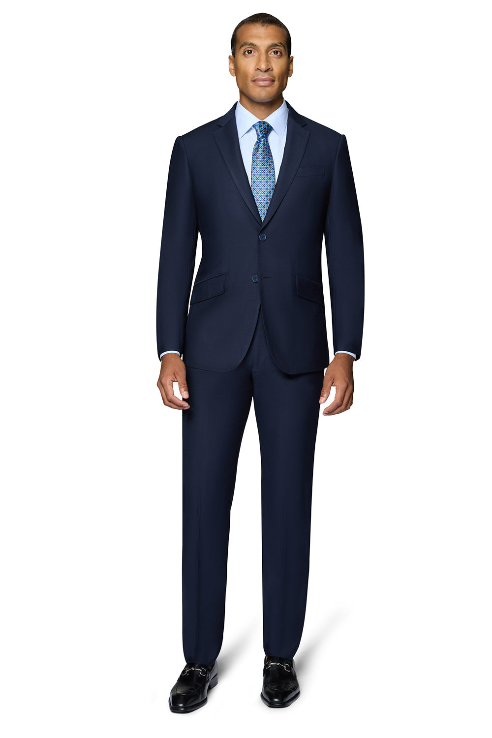Bergamo Elegant - Faille Wool Solid Suit Modern - Navy