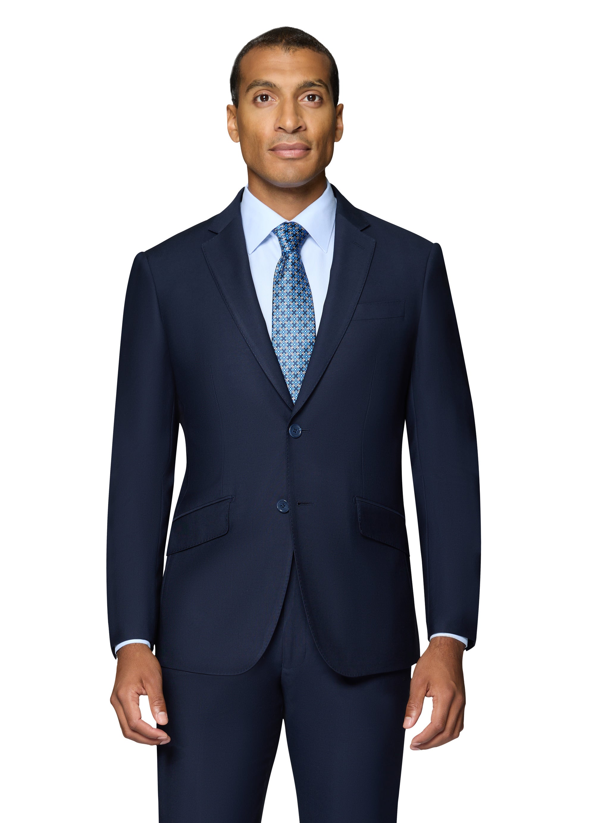 Bergamo Elegant - Faille Wool Solid Suit Modern - Navy