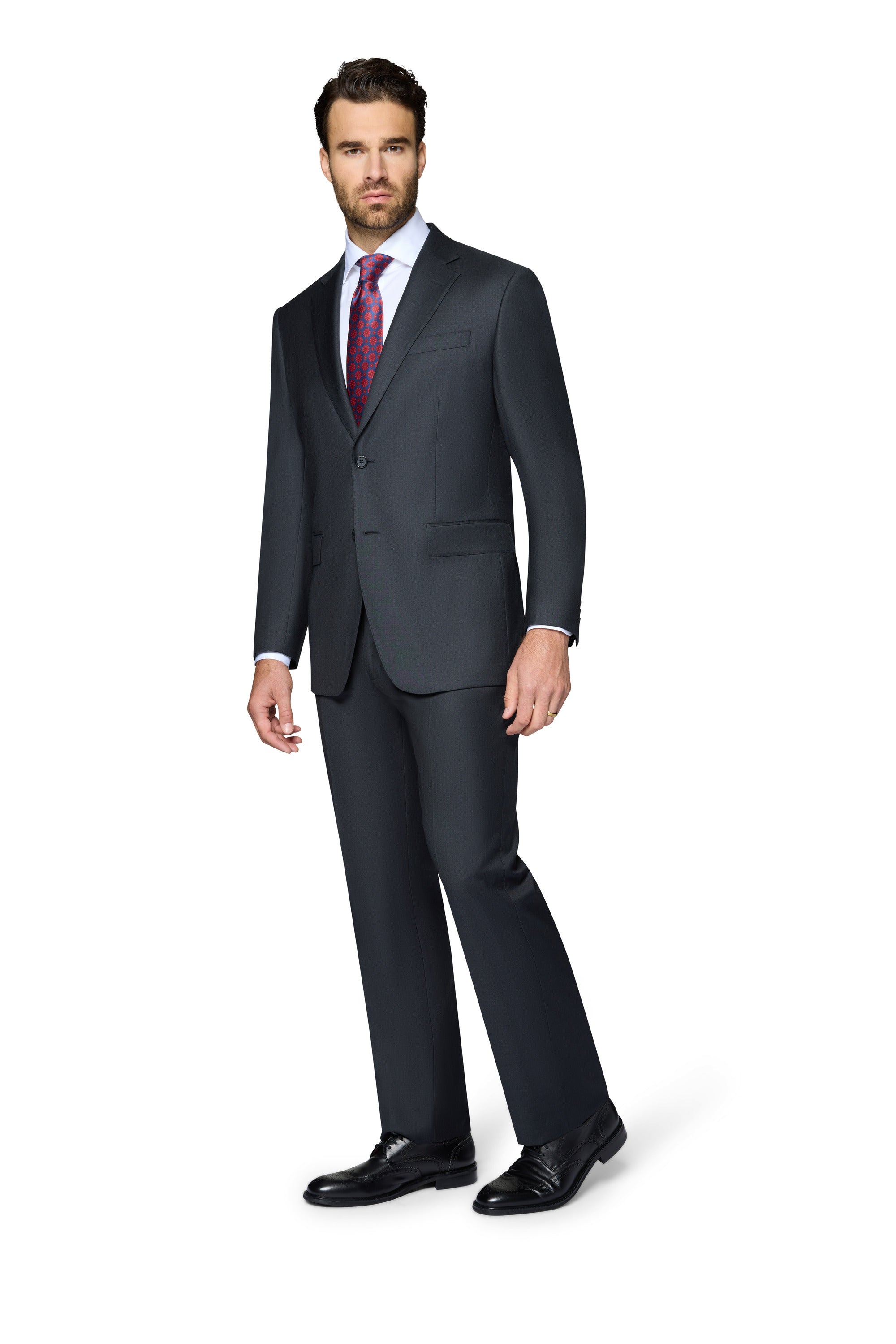 Bergamo Elegant Wool Suit - Charcoal