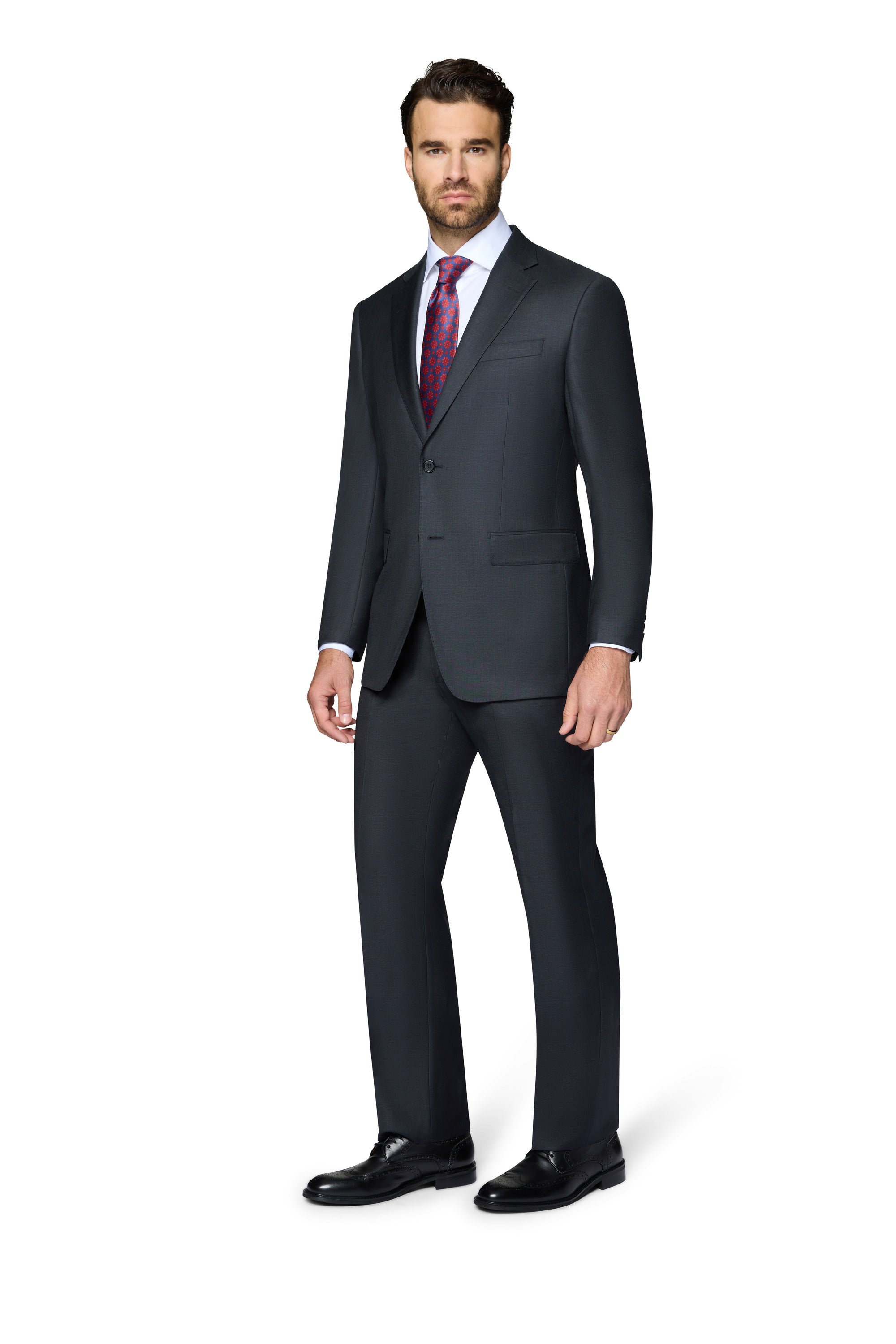 Bergamo Elegant Wool Suit - Charcoal