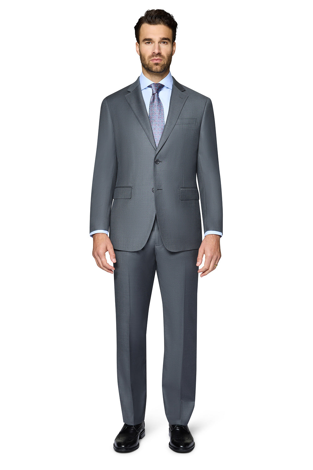 Bergamo Elegant Wool Suit - Medium Grey