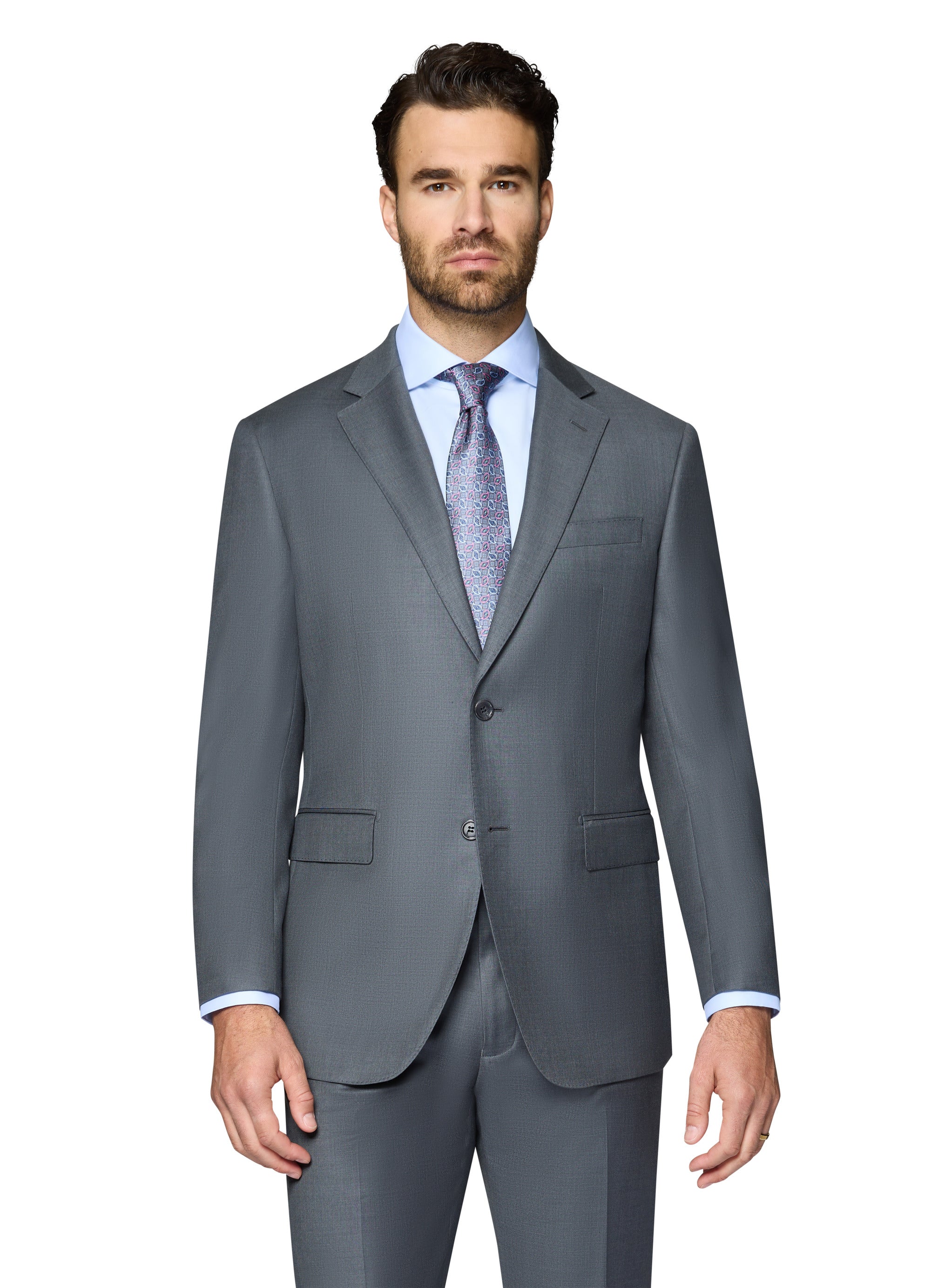 Bergamo Elegant Wool Suit - Medium Grey